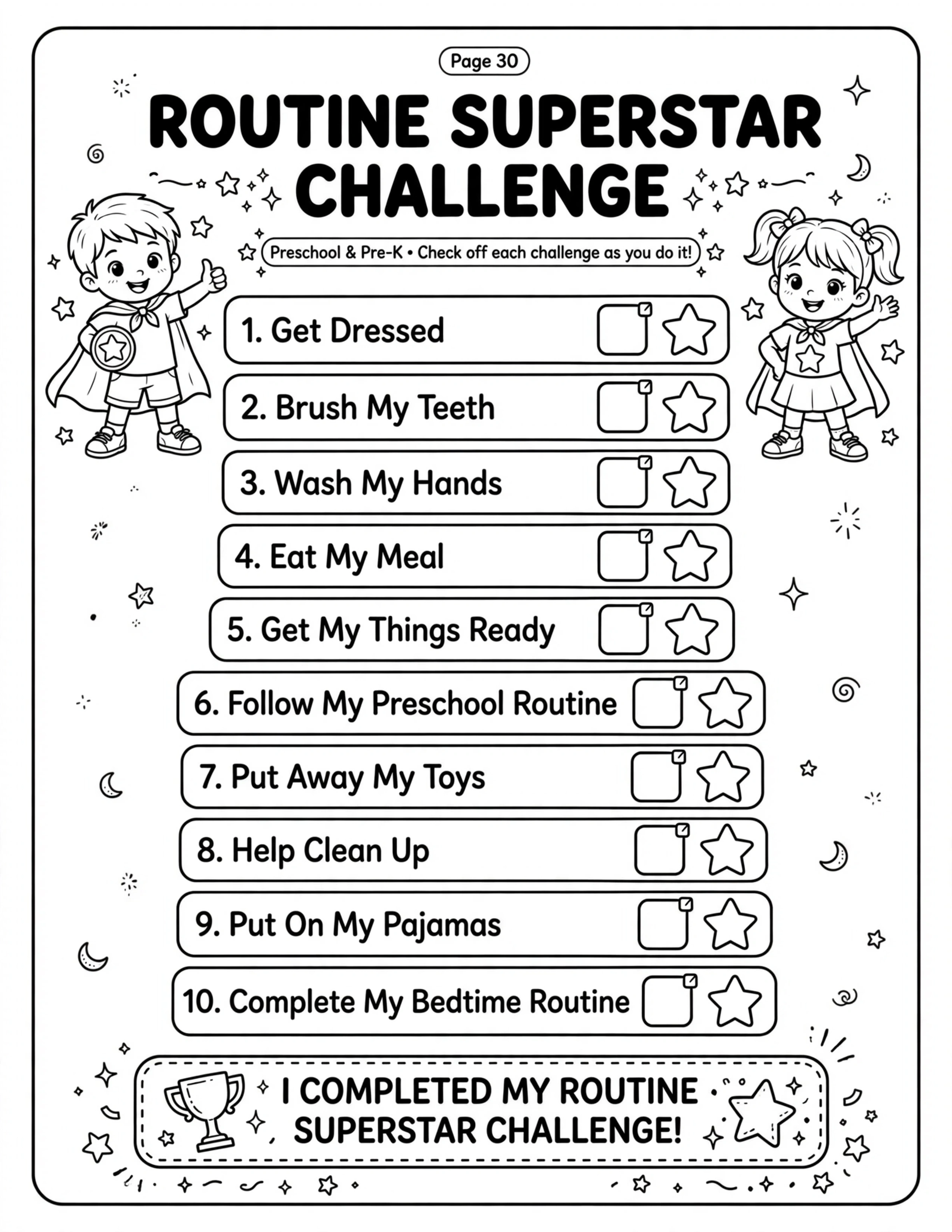 Preschool Routine Planner - MY ROUTINE CHECKLIST