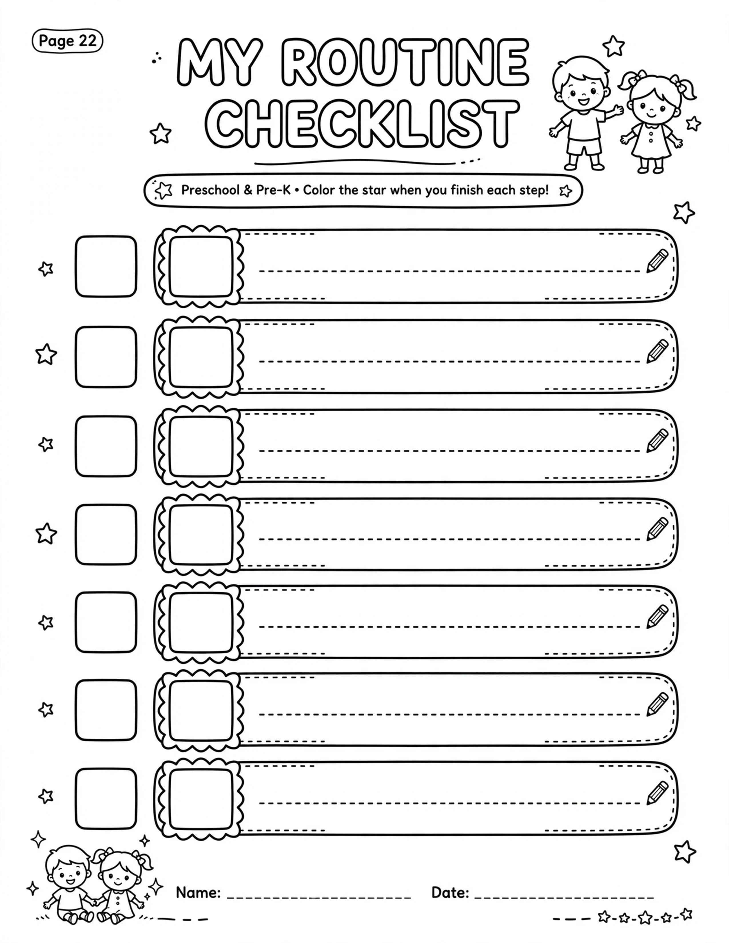 Preschool Routine Planner - MY 7-DAY ROUTINE TRACKER