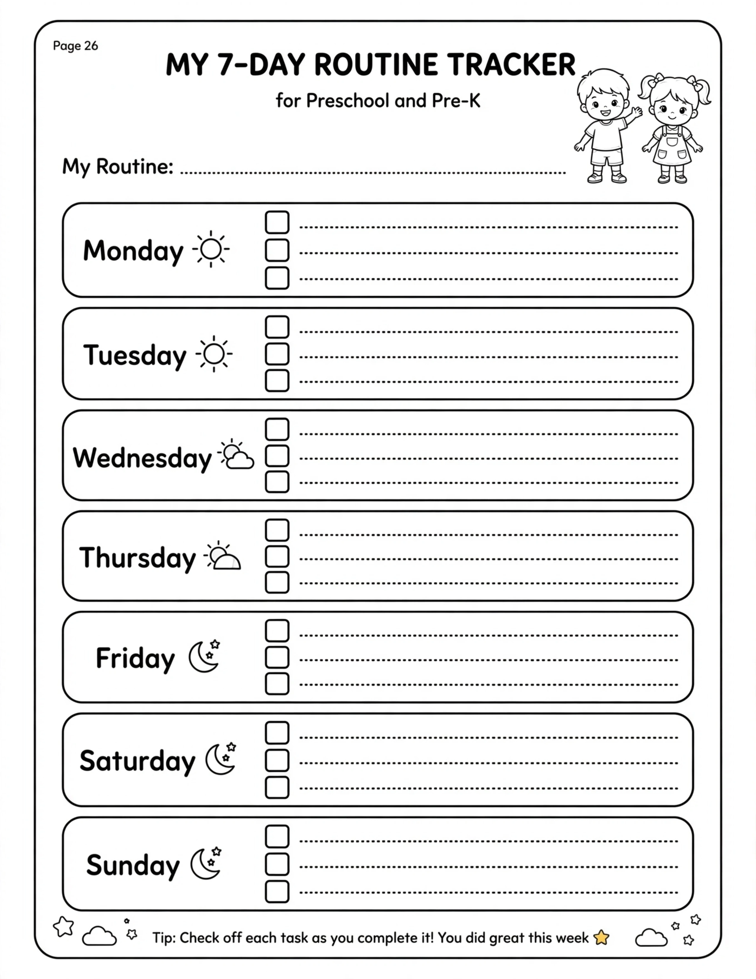 Preschool Routine Planner - HOW DID MY ROUTINE GO?