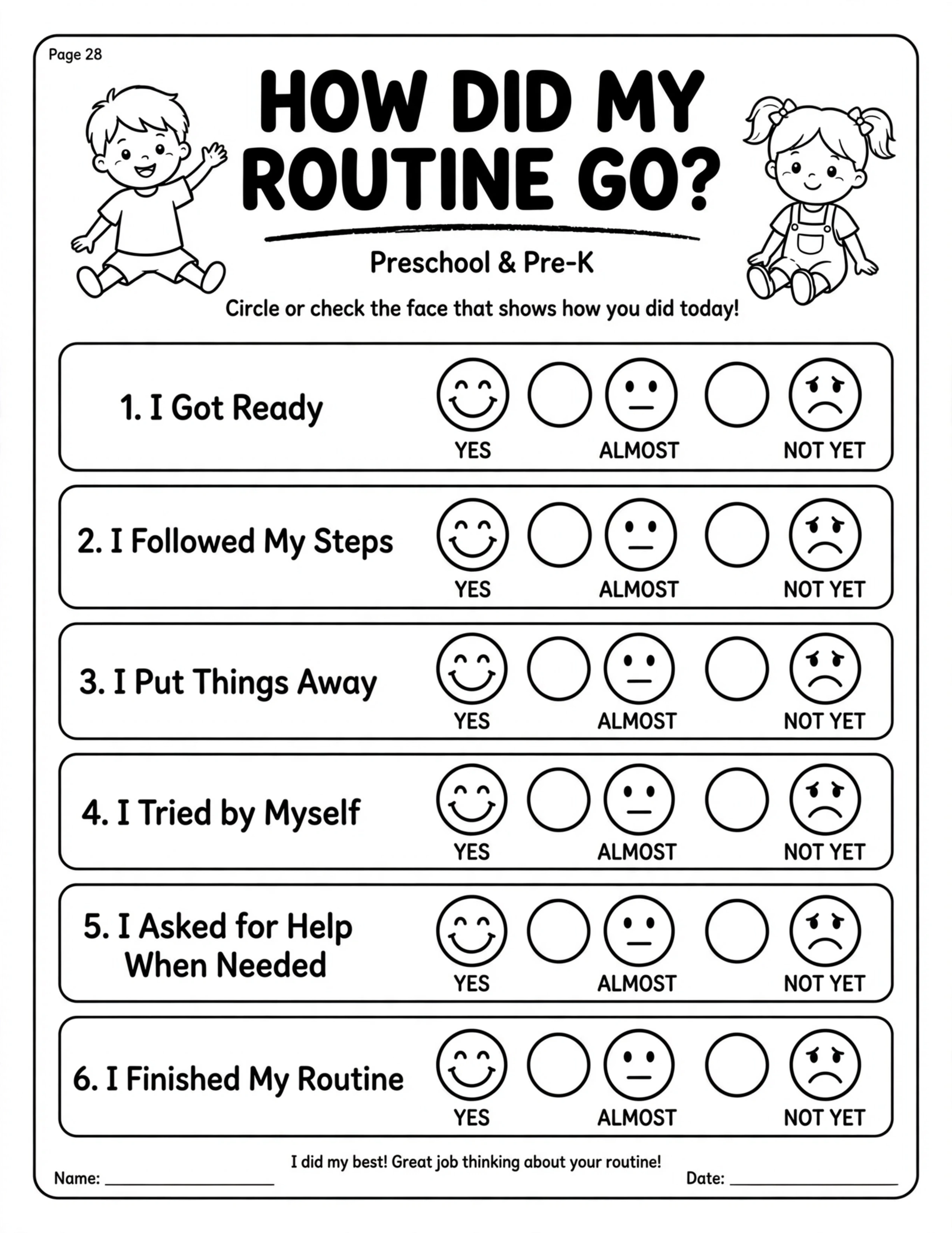 Preschool Routine Planner - DESIGN MY OWN ROUTINE