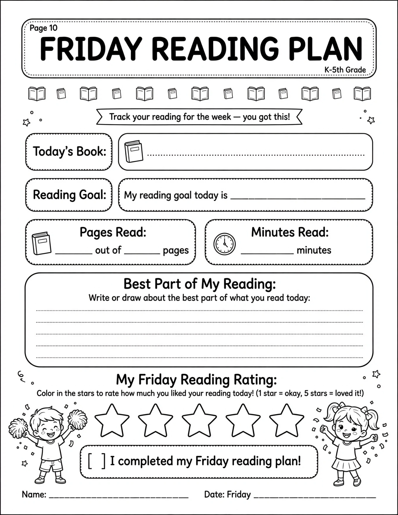 Reading Log For Kids - BOOKS I READ