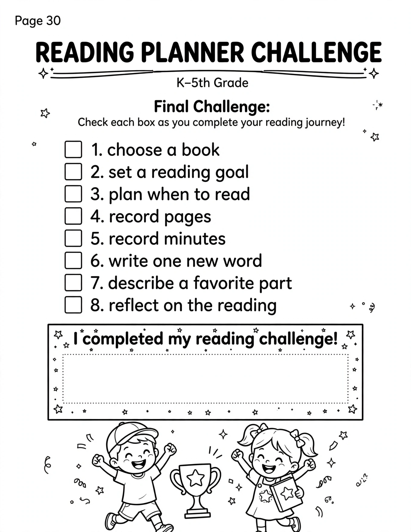 Reading Log For Kids - CHARACTER LOG
