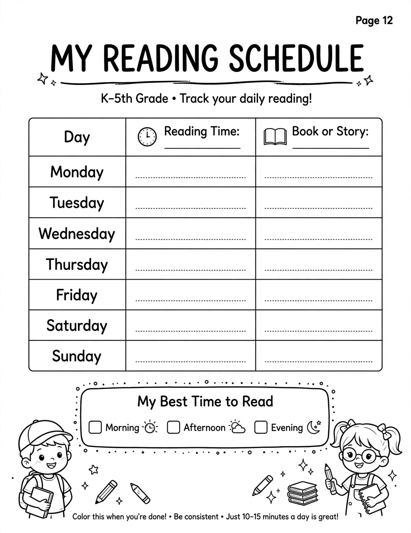 Reading Planner For Kids - MY 7-DAY READING TRACKER