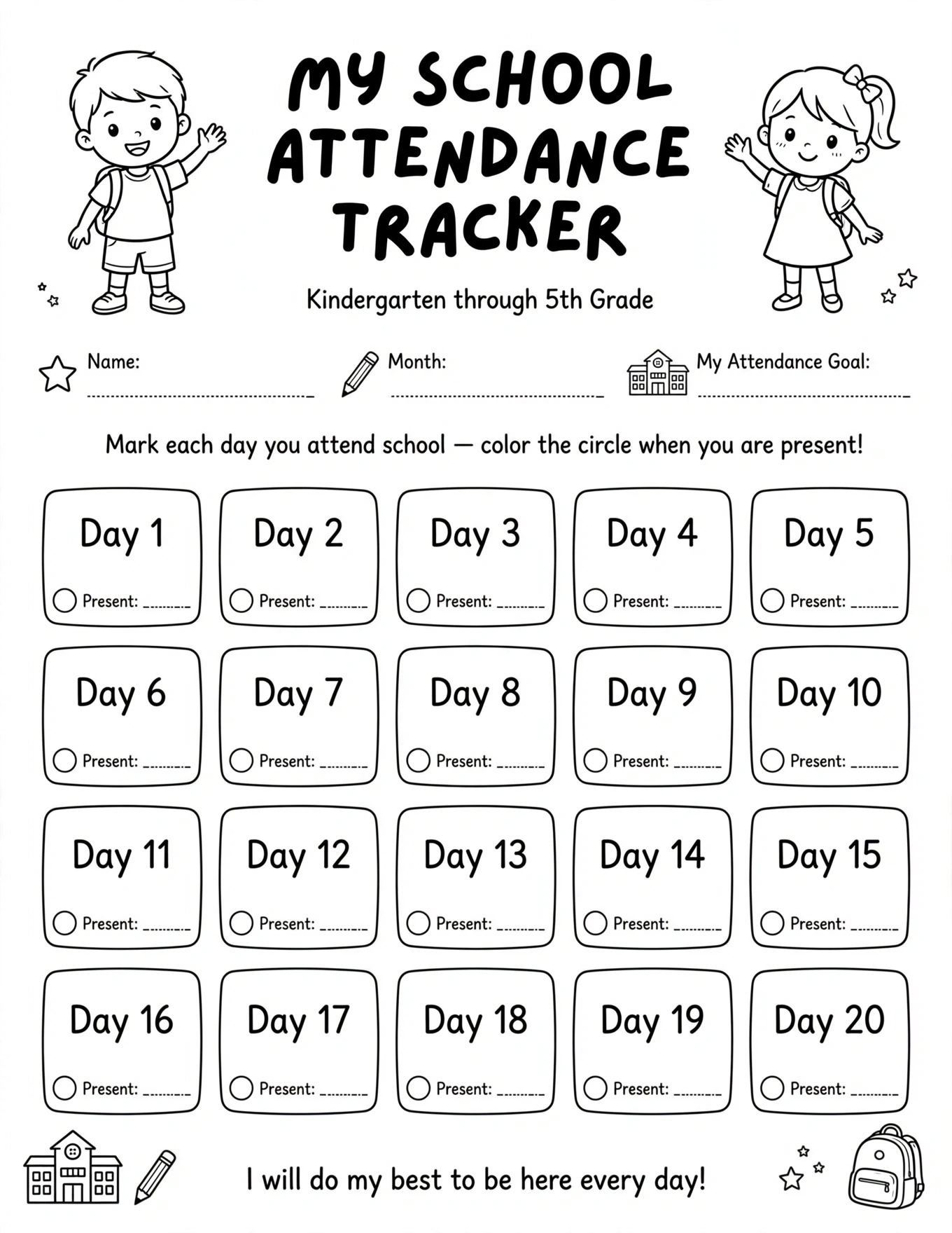 School Attendance Tracker For Kids - MY SCHOOL ATTENDANCE TRACKER