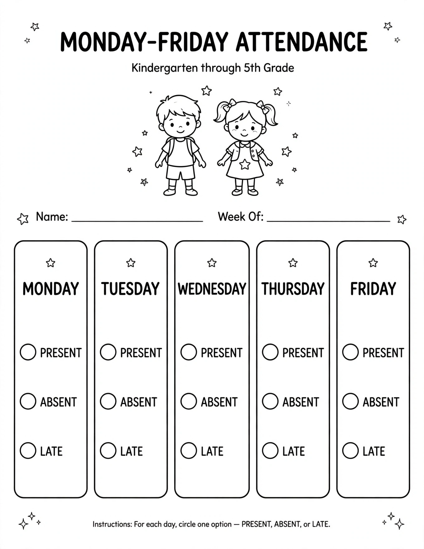 School Attendance Tracker For Kids - PRESENT OR ABSENT