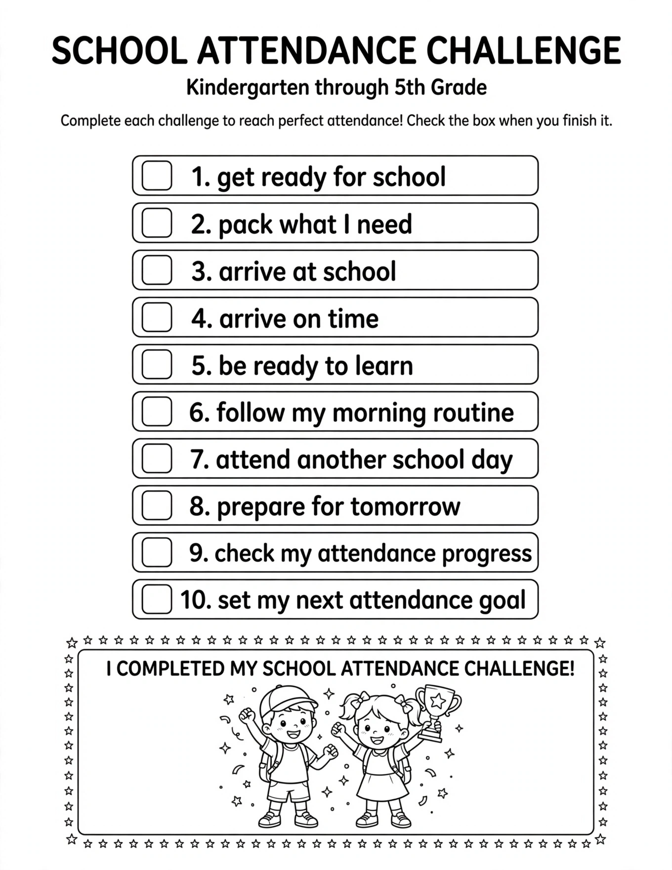 School Attendance Tracker For Kids - MY ATTENDANCE STREAK