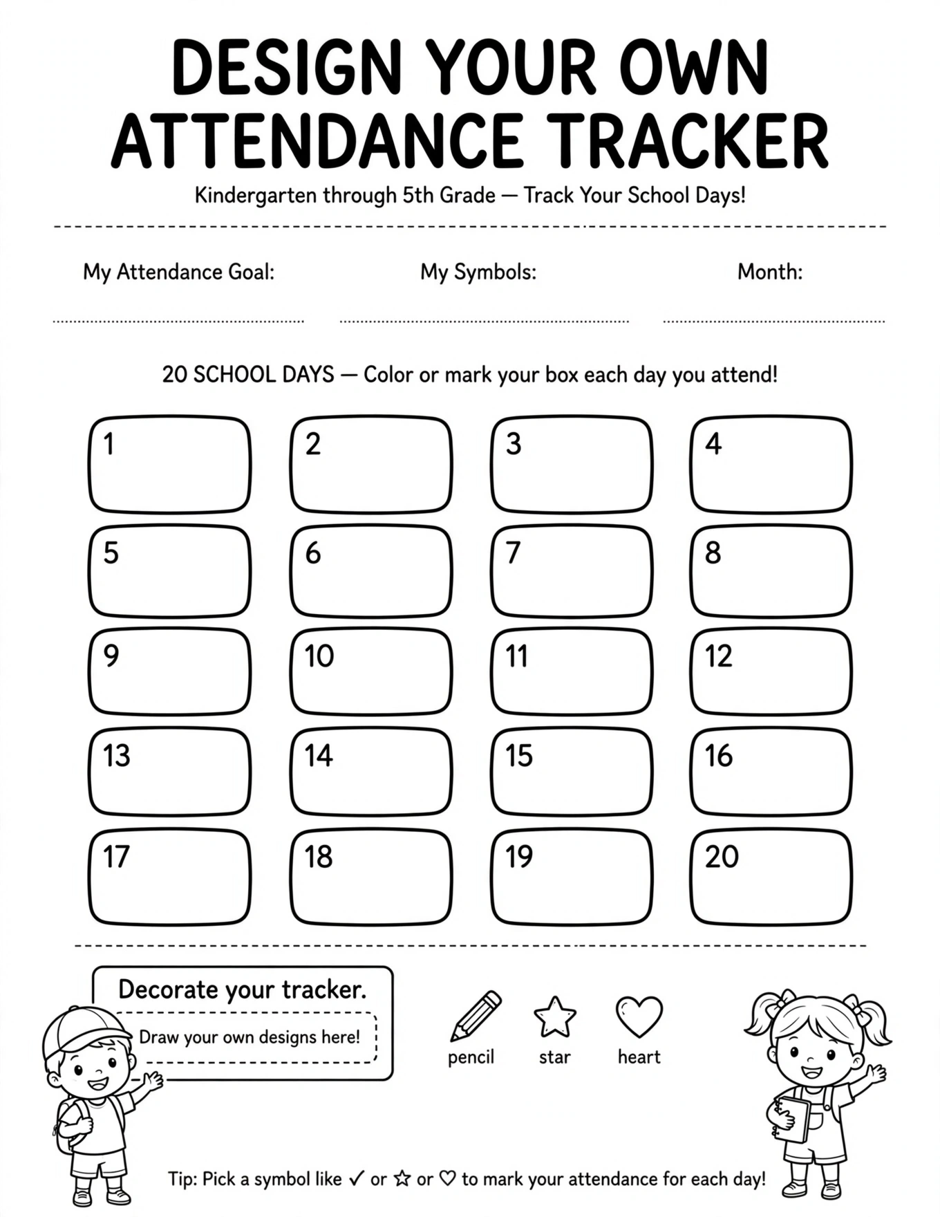 School Attendance Tracker For Kids - SCHOOL DAY TRACKER
