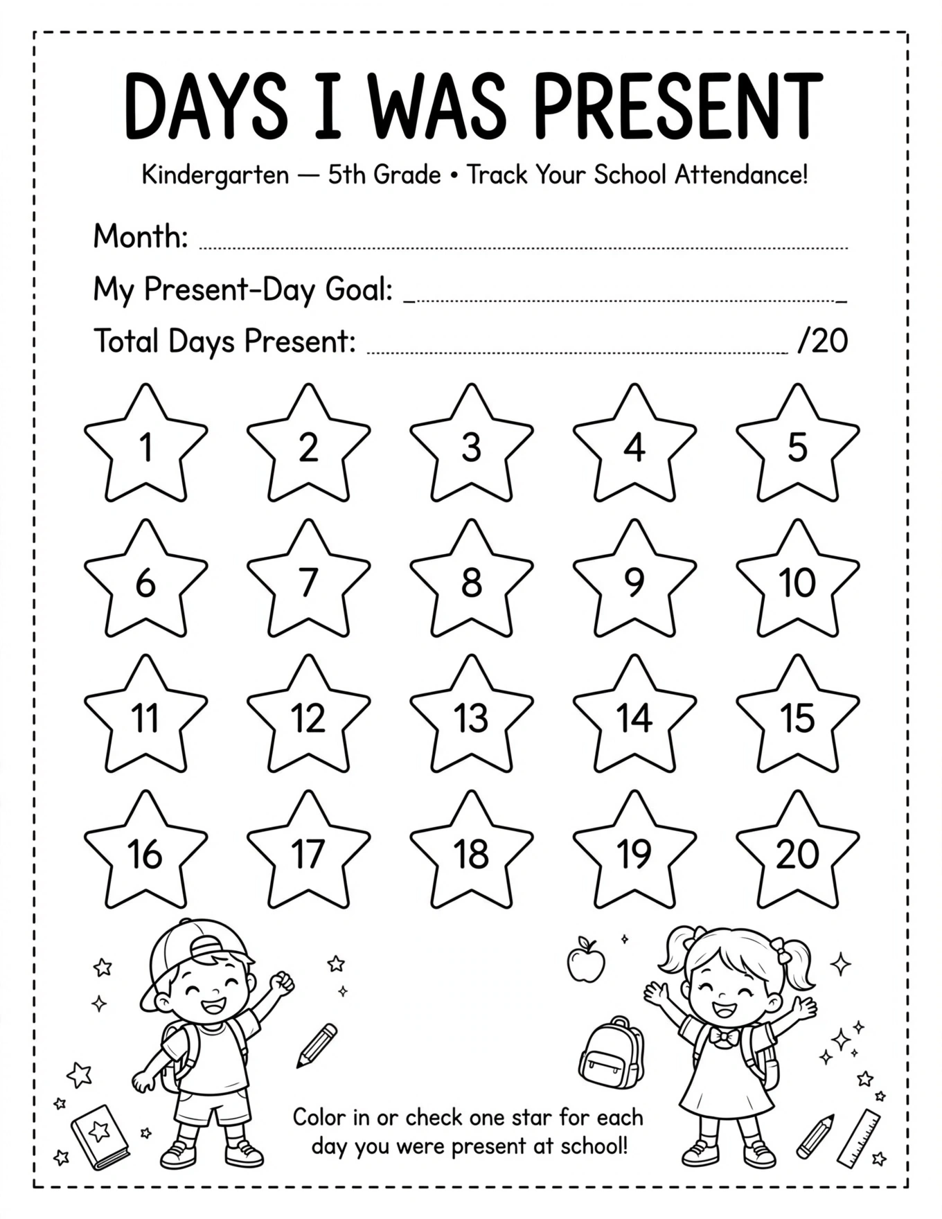 School Attendance Tracker For Kids - ATTENDANCE PROGRESS