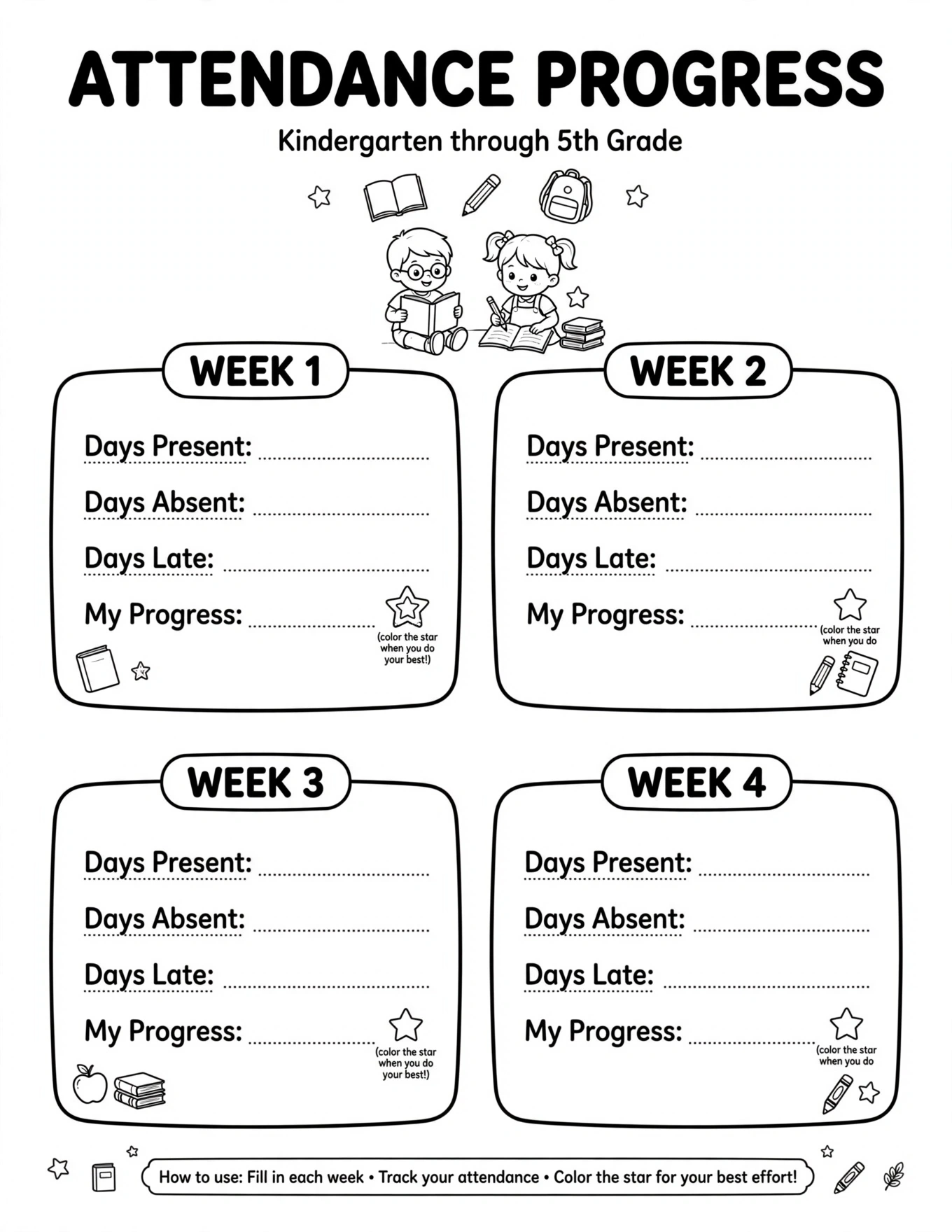 School Attendance Tracker For Kids - HOW WAS MY ATTENDANCE?