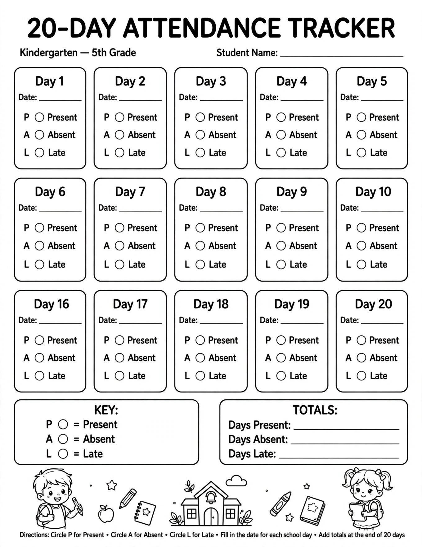School Calendar For Kids - THURSDAY SCHOOL PLAN