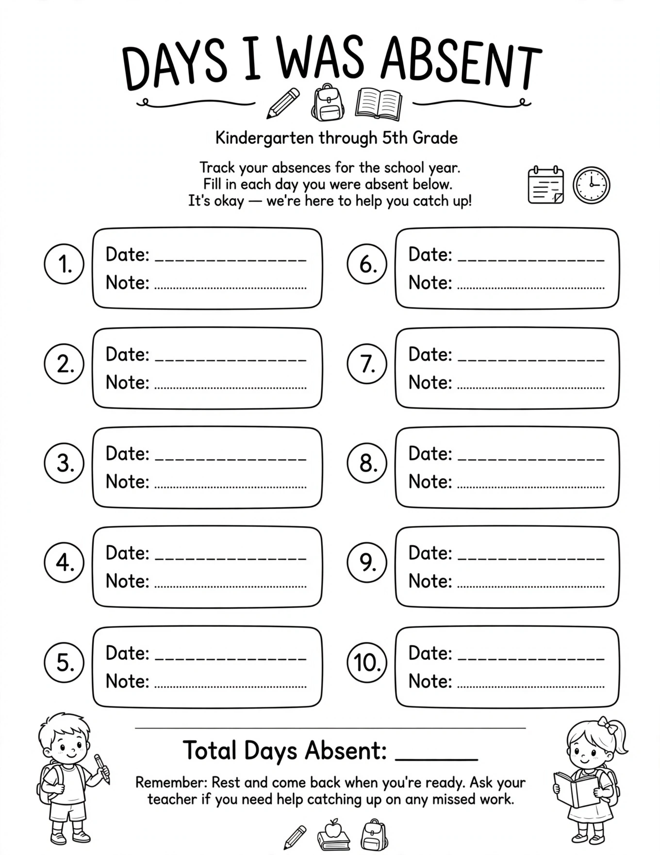 School Calendar For Kids - THINGS TO BRING TO SCHOOL
