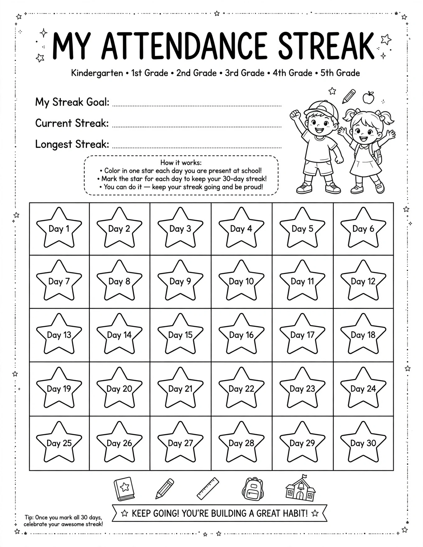 School Calendar For Kids - MY MONTHLY SCHOOL REVIEW