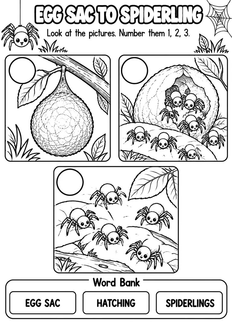 EGG SAC TO SPIDERLING for Pre-K, Kindergarten, 1st Grade