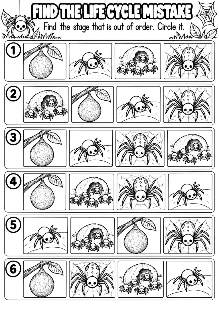 FIND THE LIFE CYCLE MISTAKE for Pre-K, Kindergarten, 1st Grade