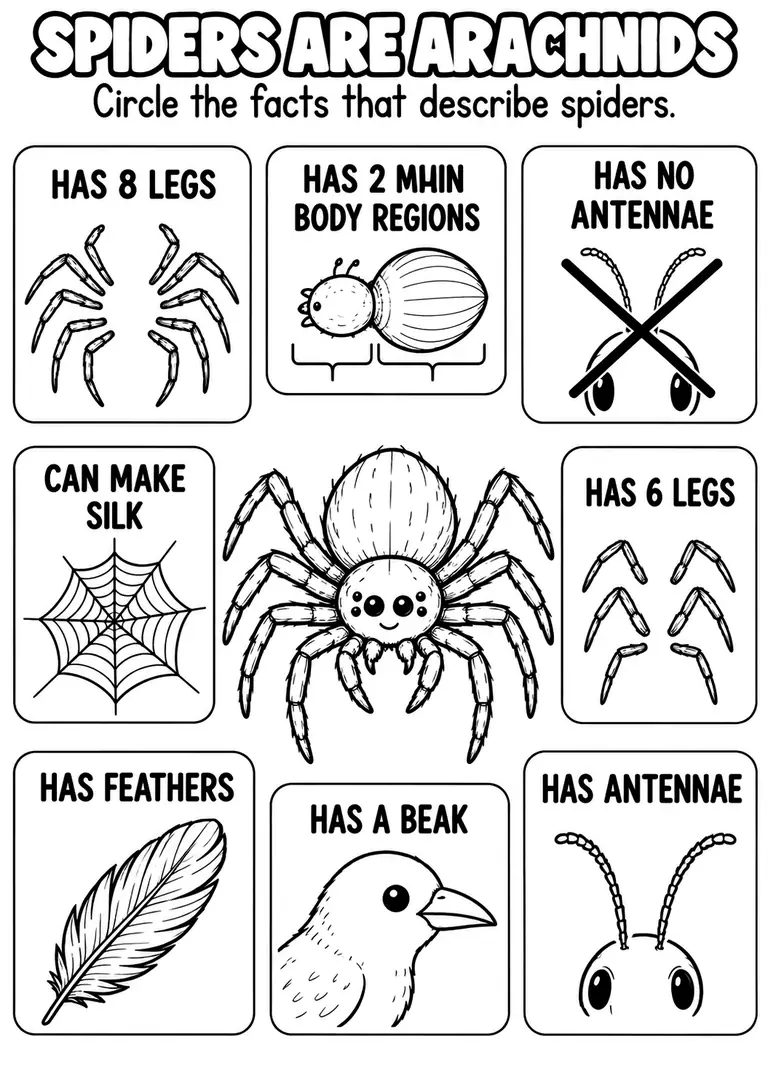 SPIDERS ARE ARACHNIDS for Pre-K, Kindergarten, 1st Grade