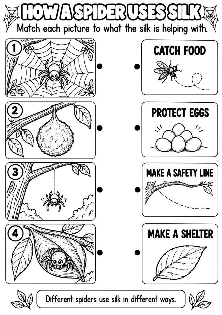 HOW A SPIDER USES SILK for Pre-K, Kindergarten, 1st Grade