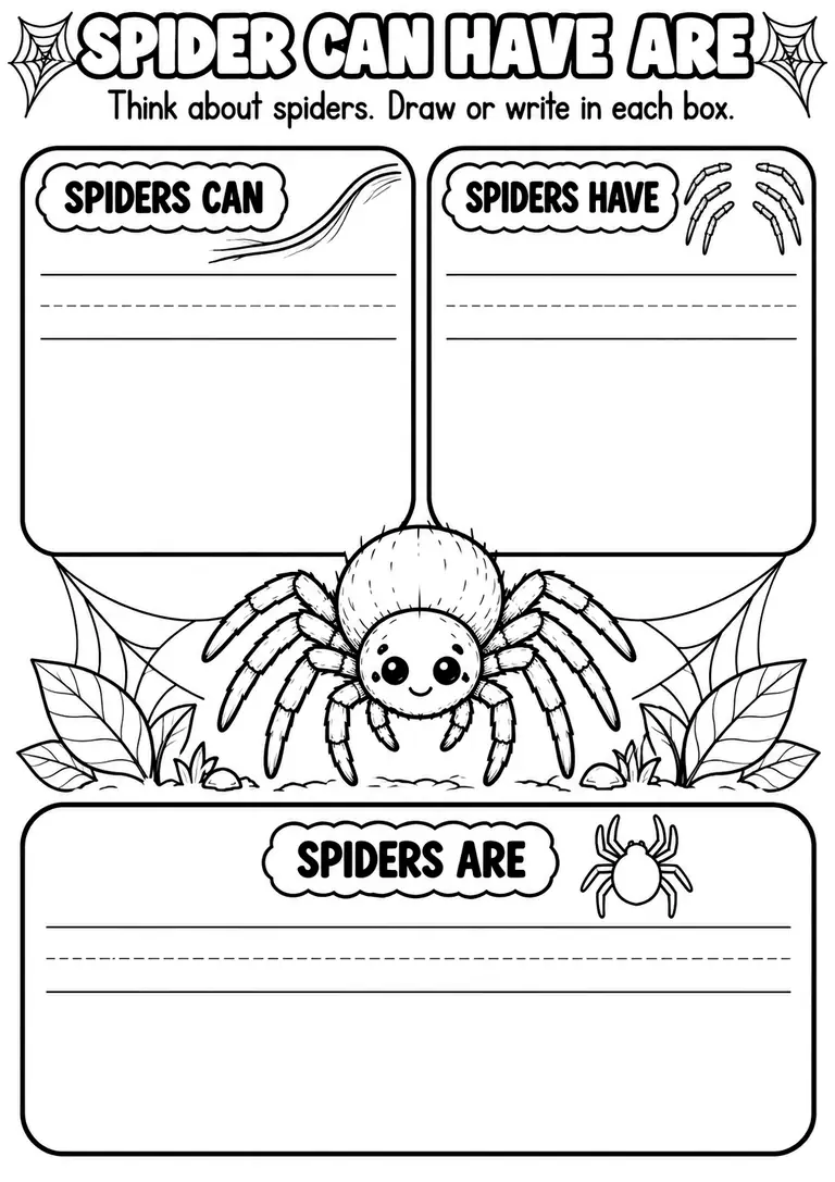 SPIDER CAN HAVE ARE for Pre-K, Kindergarten, 1st Grade