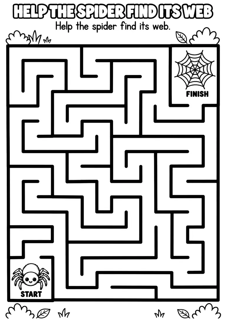 HELP THE SPIDER FIND ITS WEB for Pre-K, Kindergarten, 1st Grade