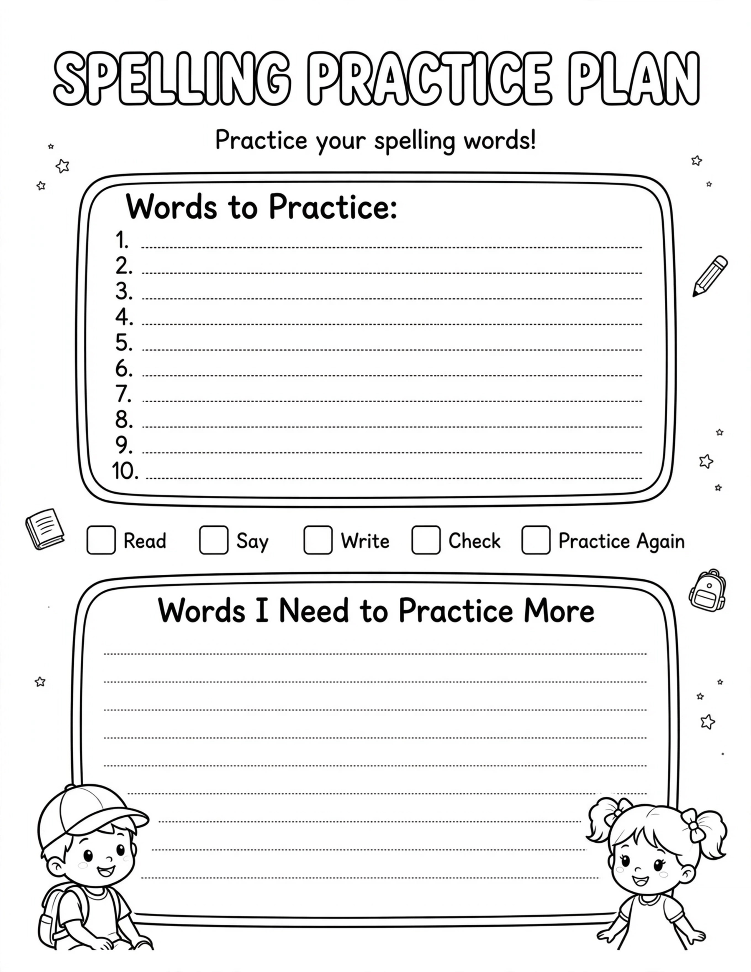 ELEMENTARY STUDENT SPELLING PRACTICE PLAN