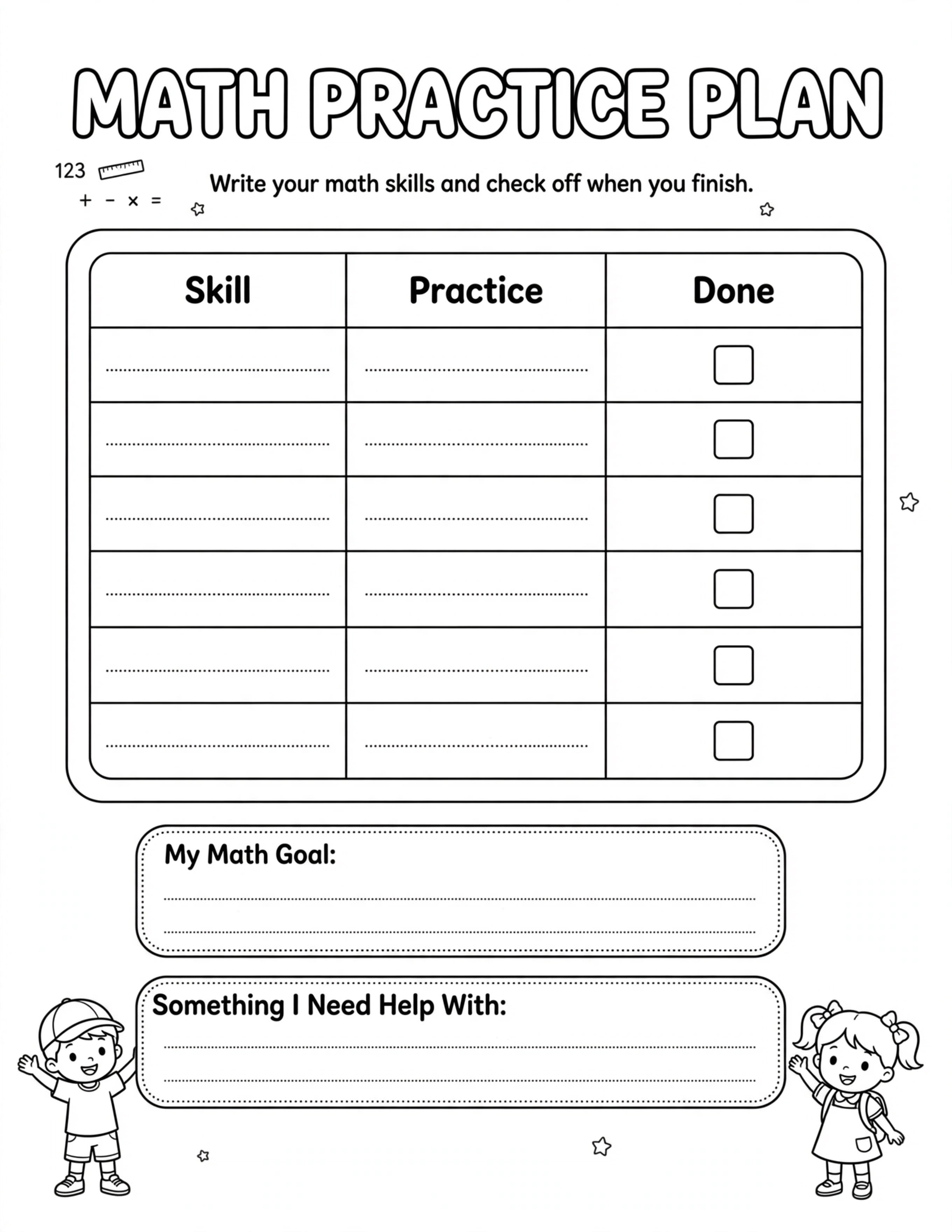 ELEMENTARY STUDENT MATH PRACTICE PLAN