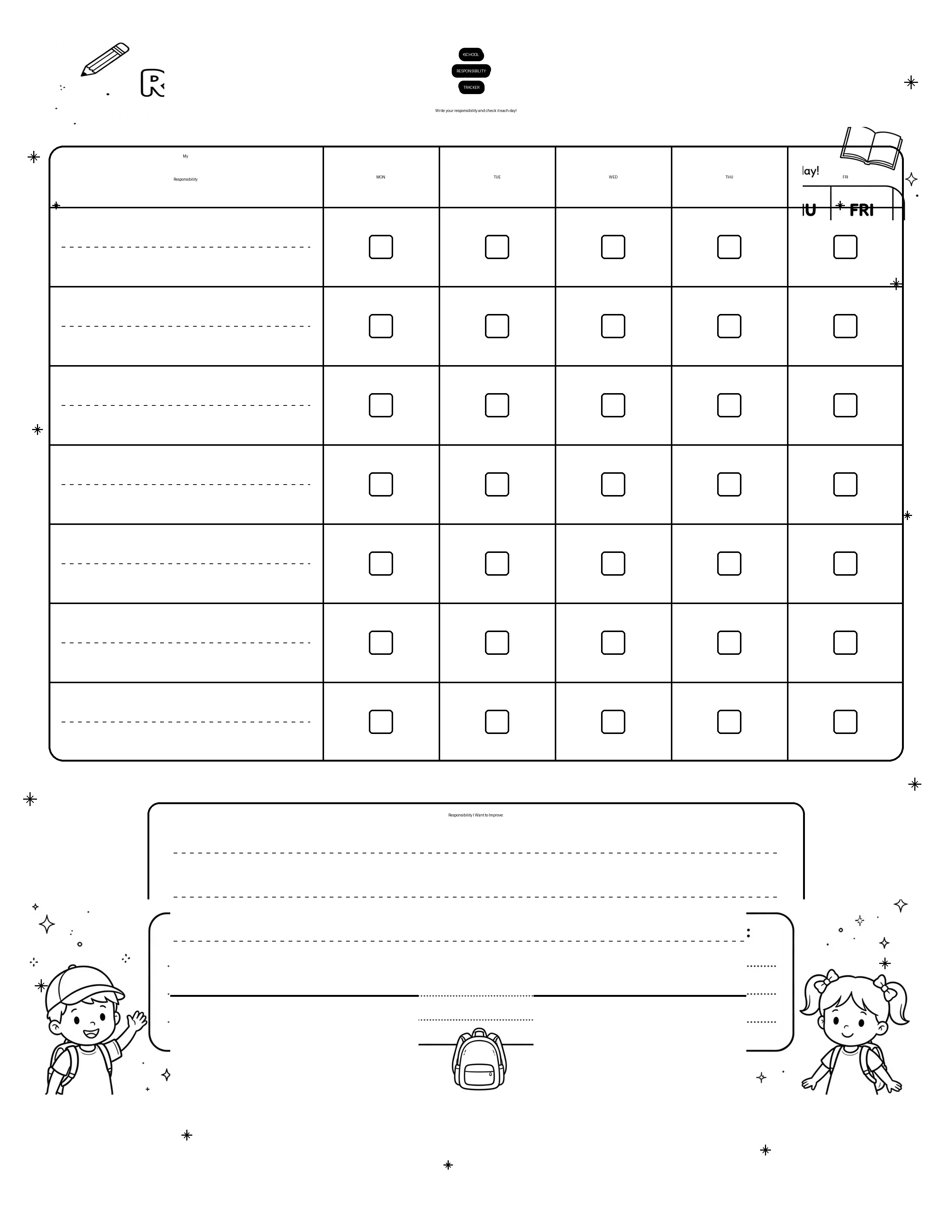 ELEMENTARY STUDENT SCHOOL RESPONSIBILITY TRACKER
