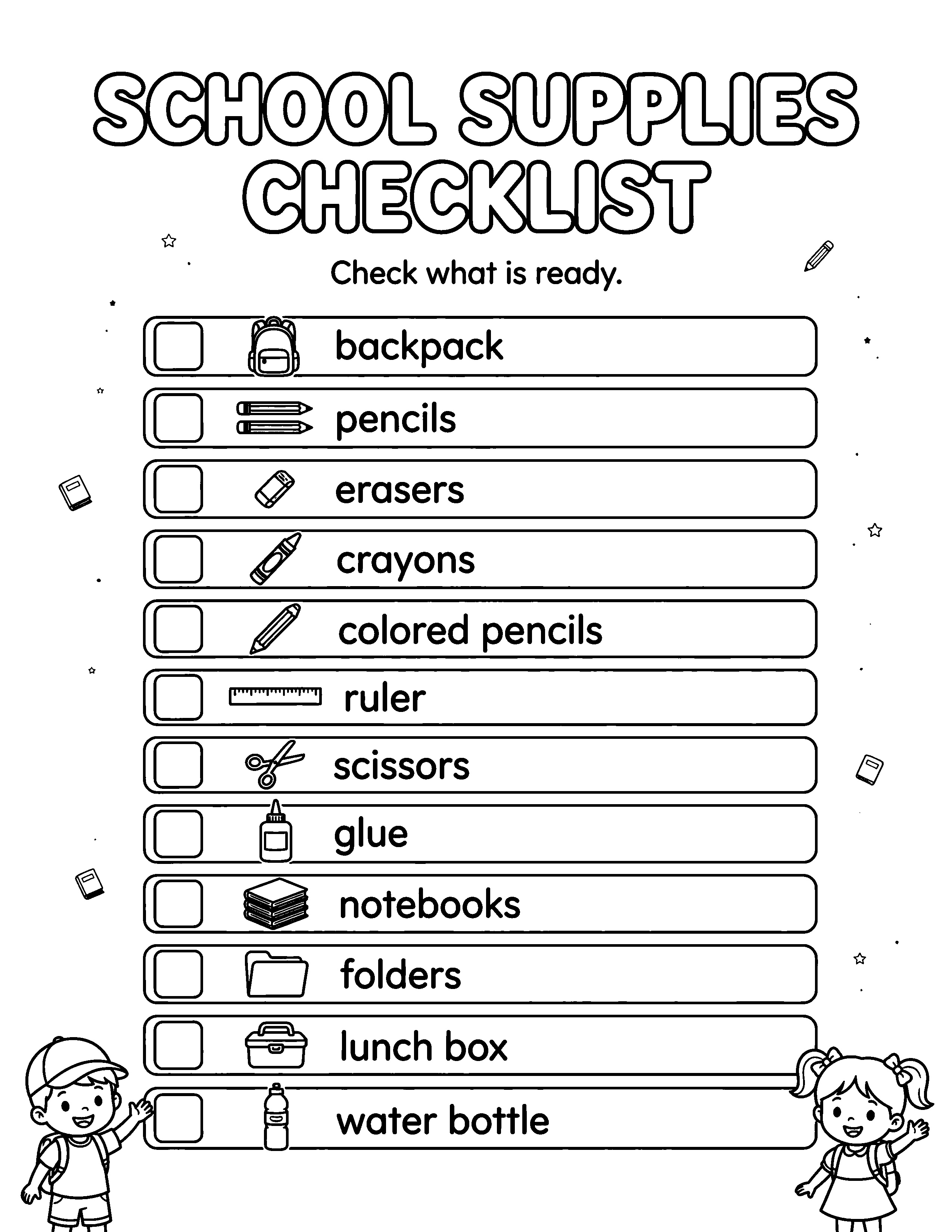ELEMENTARY STUDENT SCHOOL SUPPLIES CHECKLIST