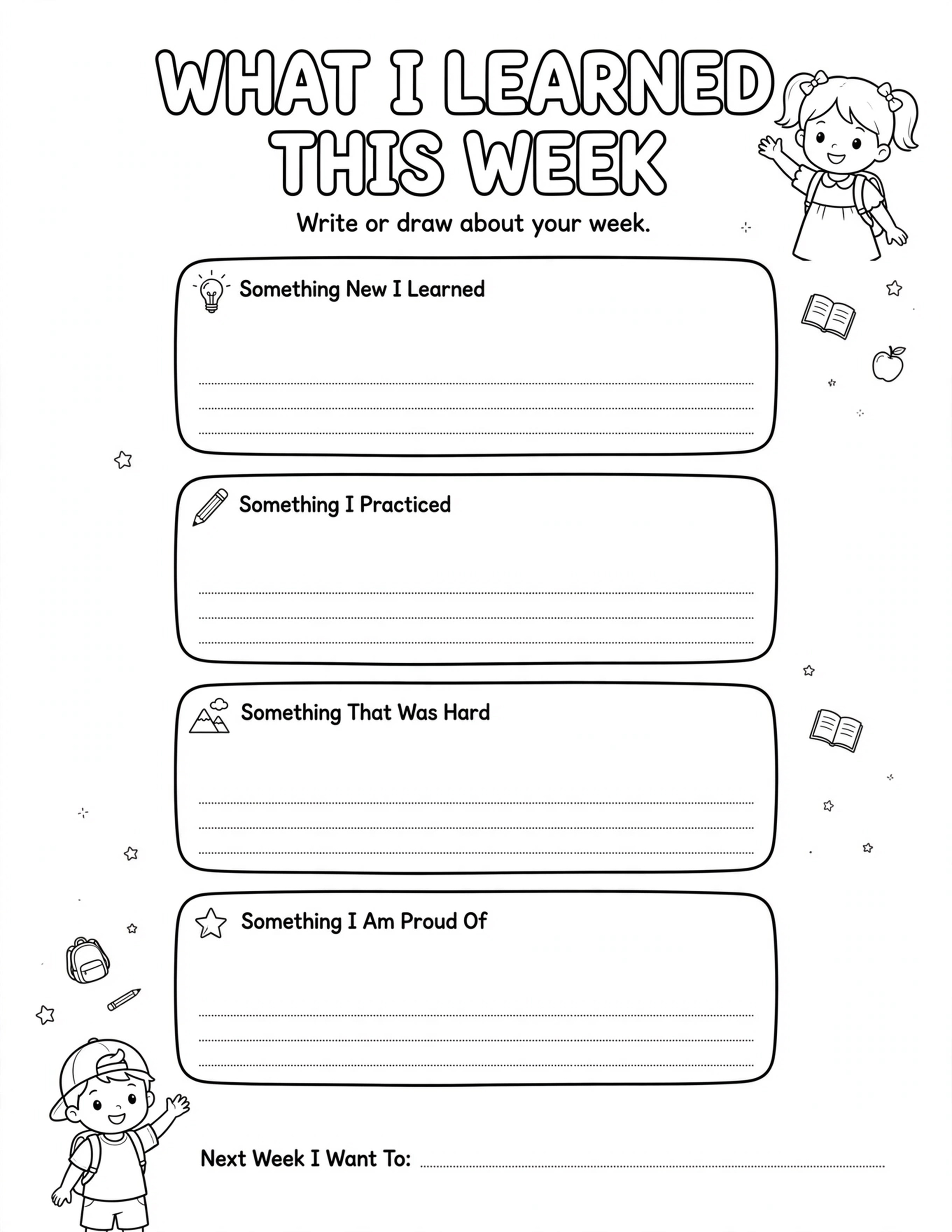 ELEMENTARY STUDENT WHAT I LEARNED THIS WEEK
