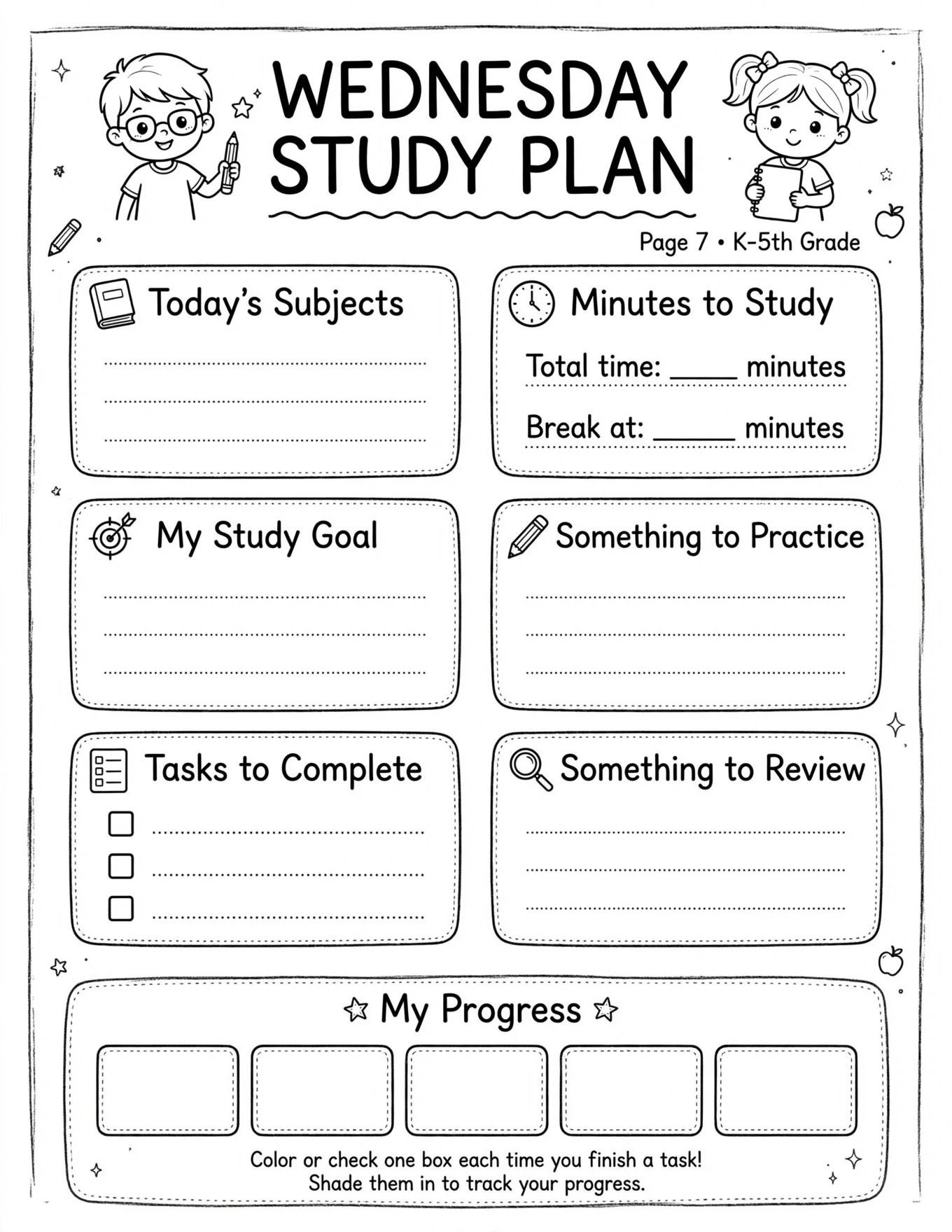 Study Planner For Kids - MY WEEKLY STUDY PLAN