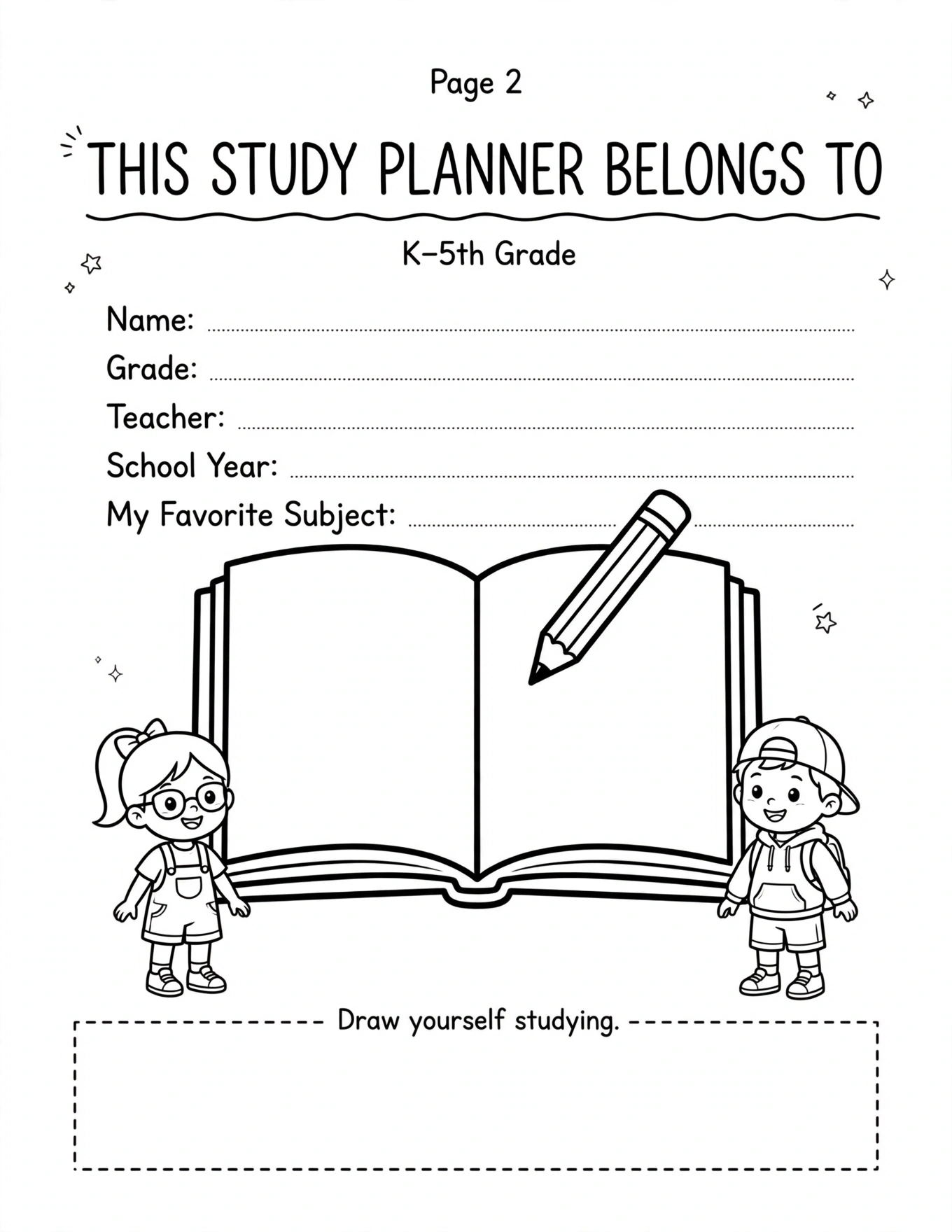 Study Planner For Kids - WEDNESDAY STUDY PLAN