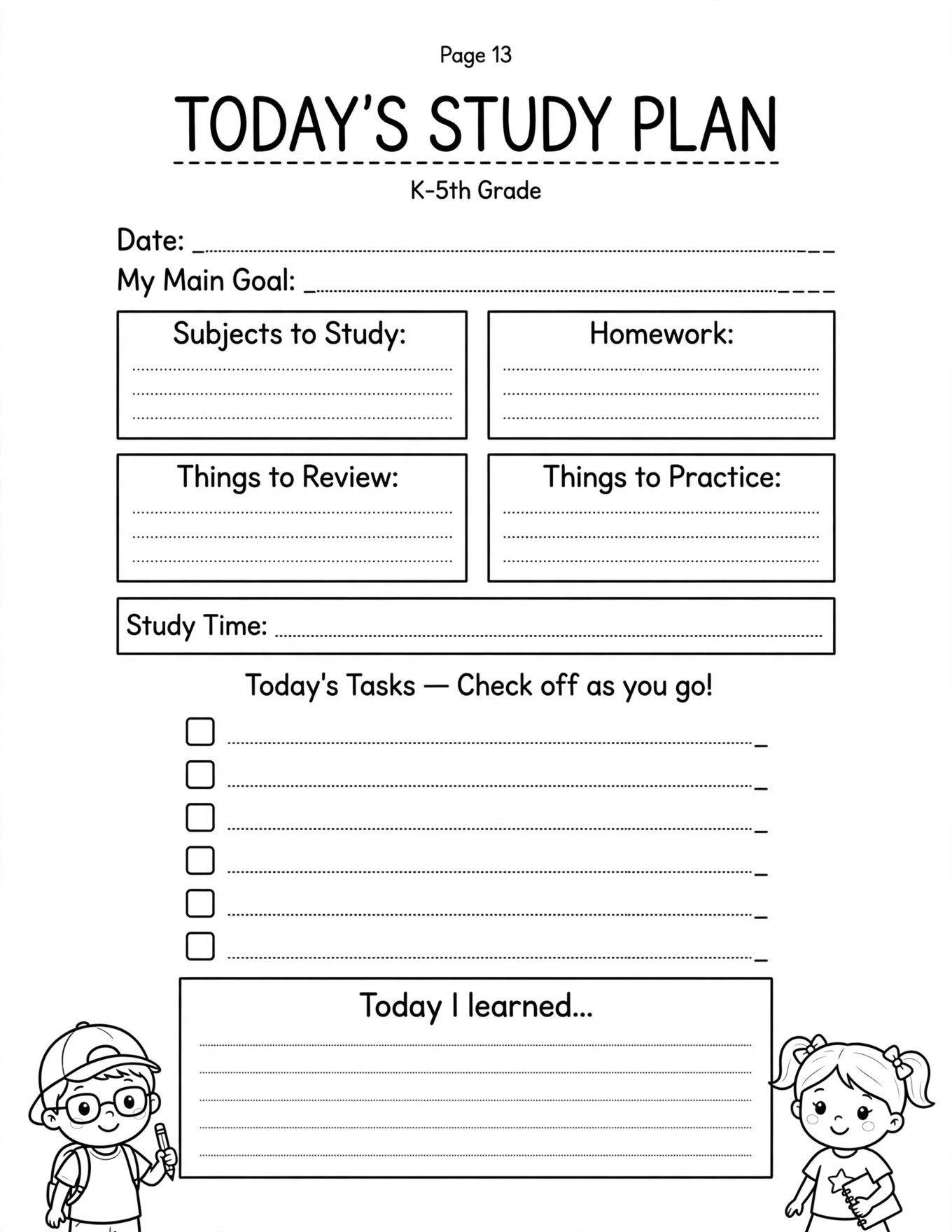Study Planner For Kids - HOMEWORK TRACKER