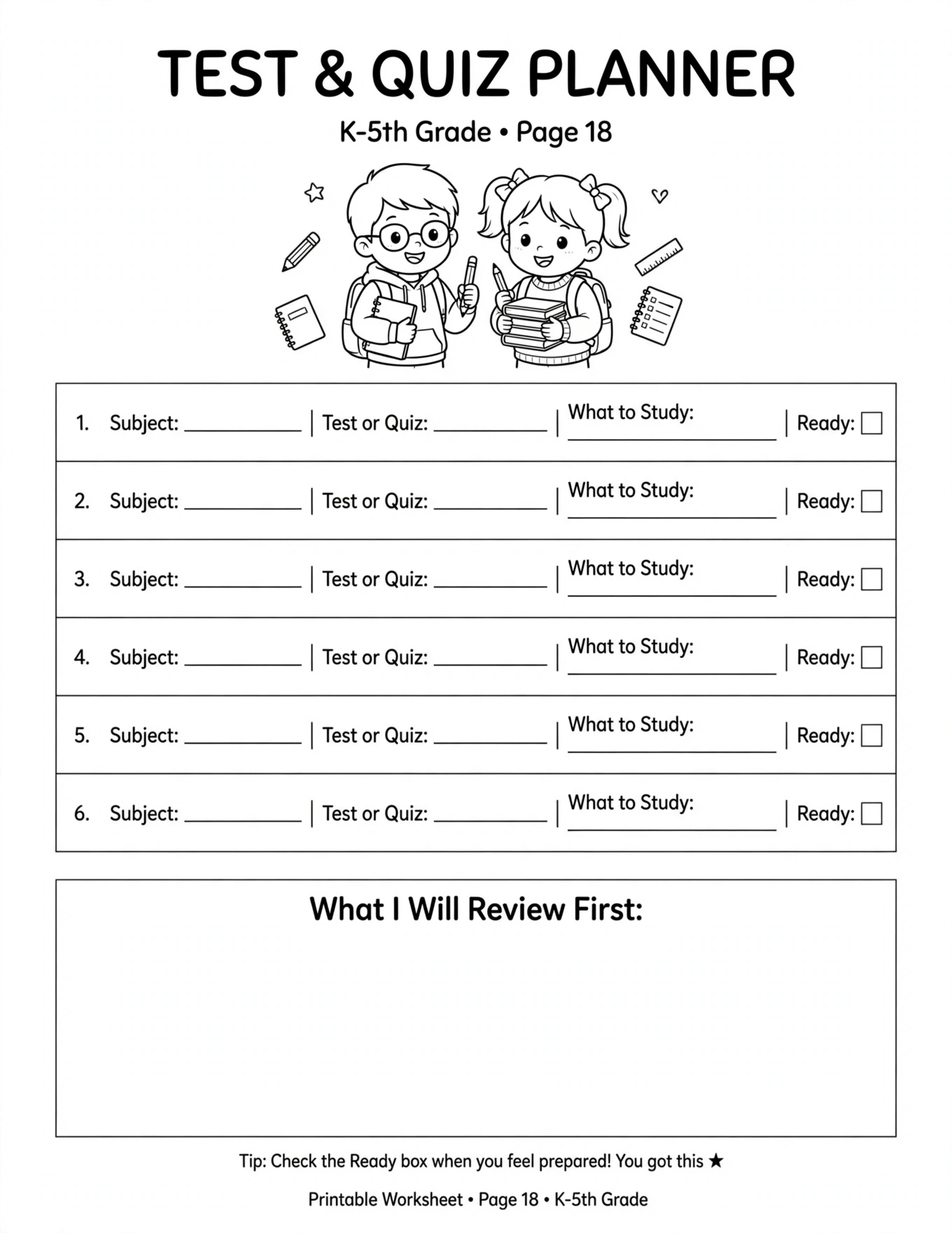 Study Planner For Kids - PROJECT PLANNER