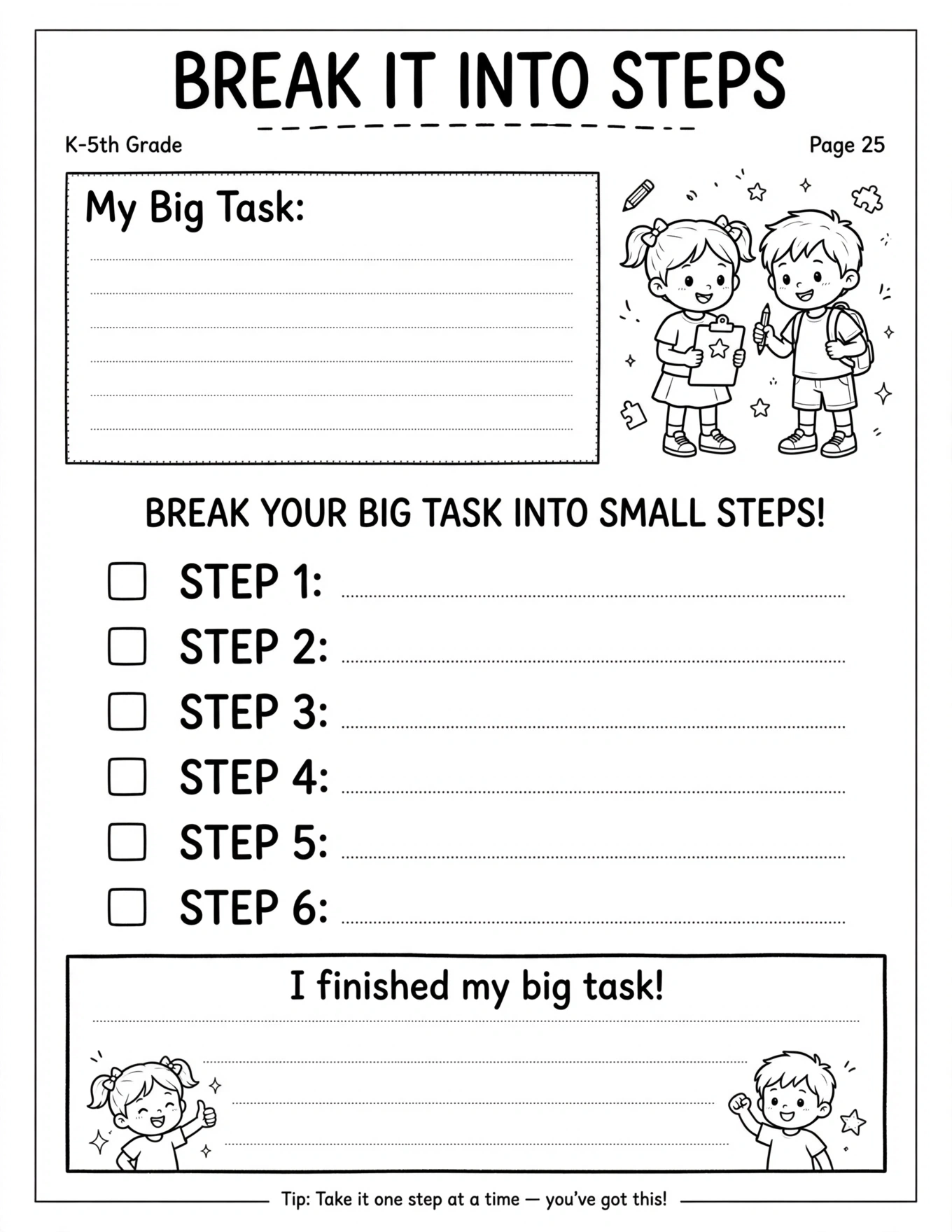 Study Planner For Kids - BREAK IT INTO STEPS