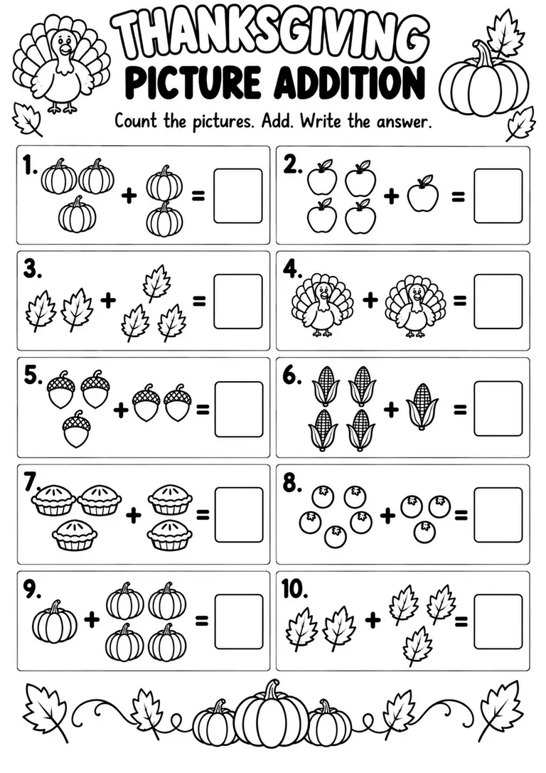 THANKSGIVING PICTURE ADDITION for Pre-K, Kindergarten, 1st Grade