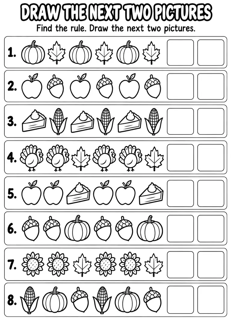 Draw the Next Two Pictures for Pre-K, Kindergarten, 1st Grade