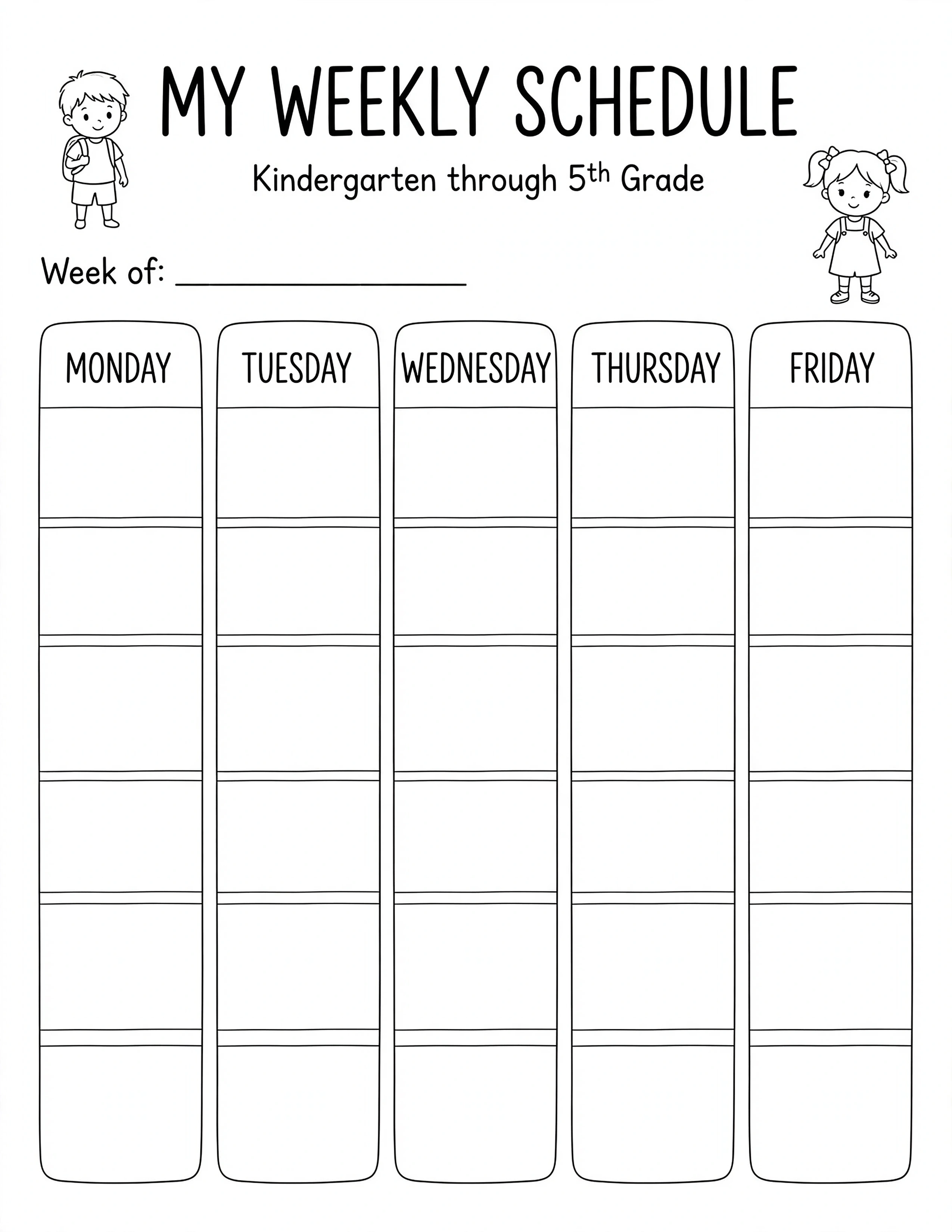 Weekly Planner For Kids - MY WEEKLY PLANNER