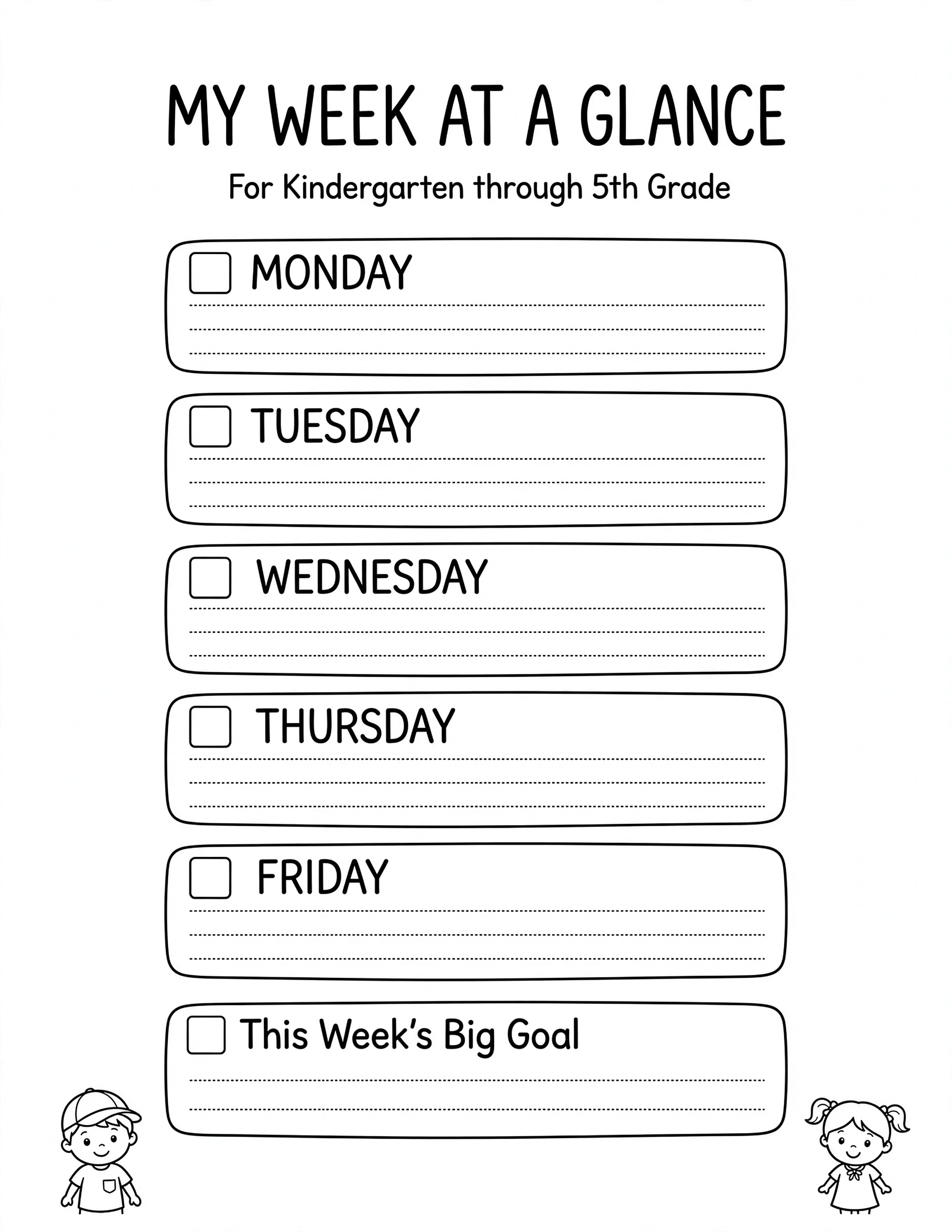 Weekly Planner For Kids - WEDNESDAY PLAN