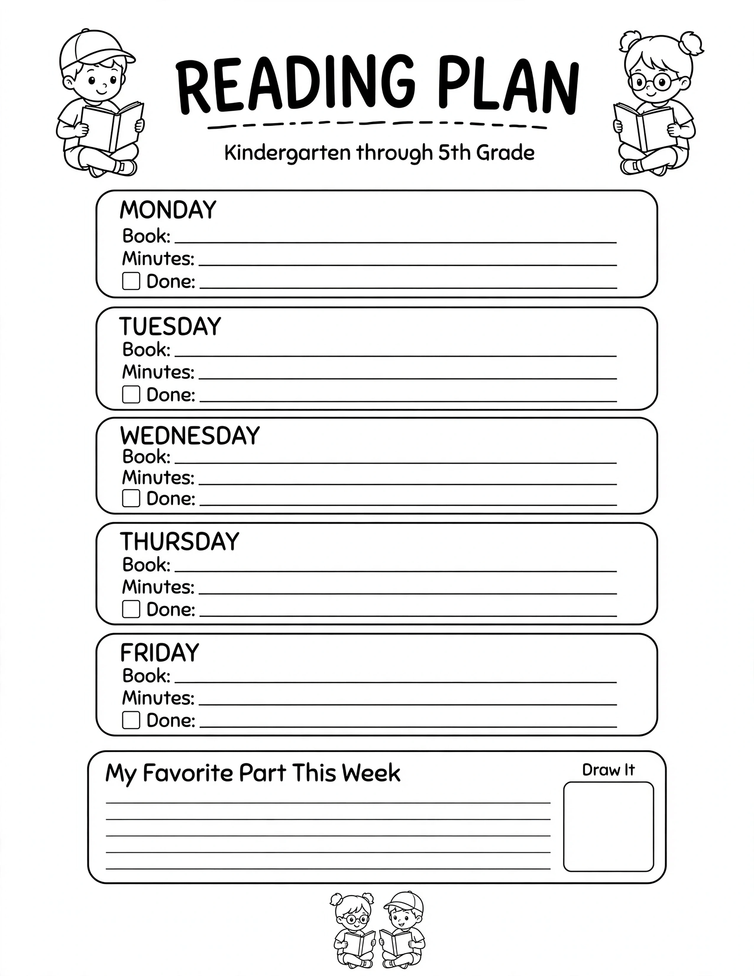 Weekly Planner For Kids - HOMEWORK PLANNER