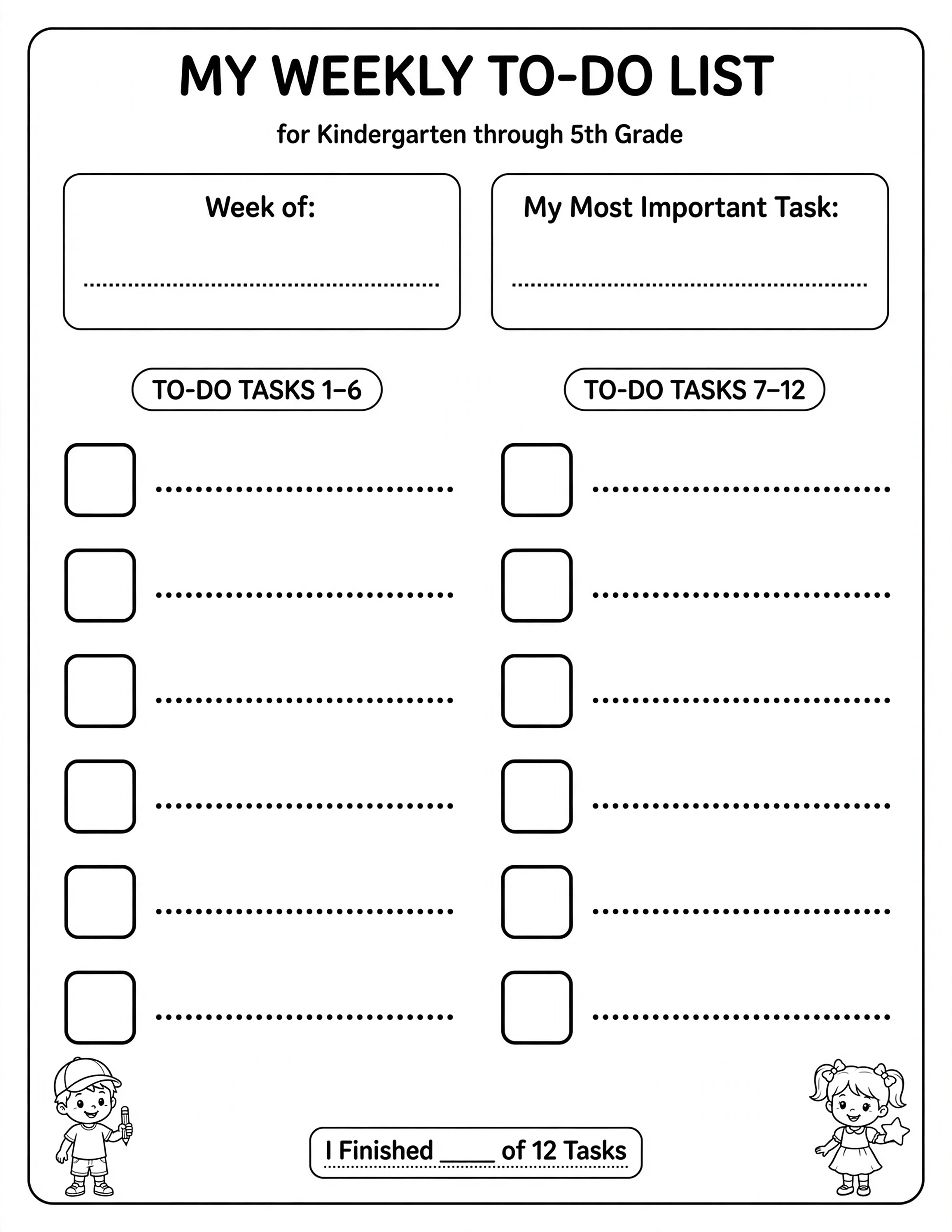 Weekly Planner For Kids - READING PLAN