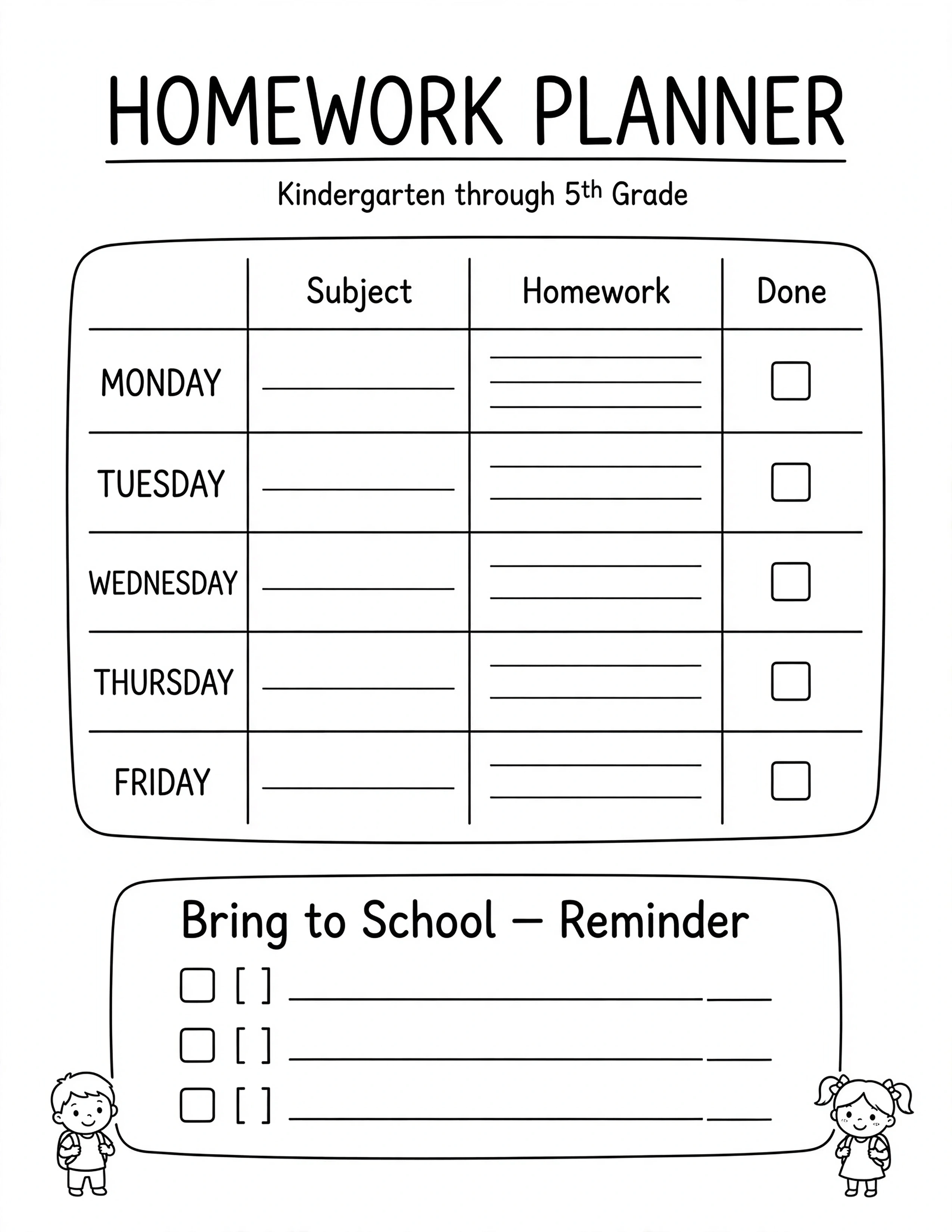 Weekly Planner For Kids - MY WEEKLY GOALS
