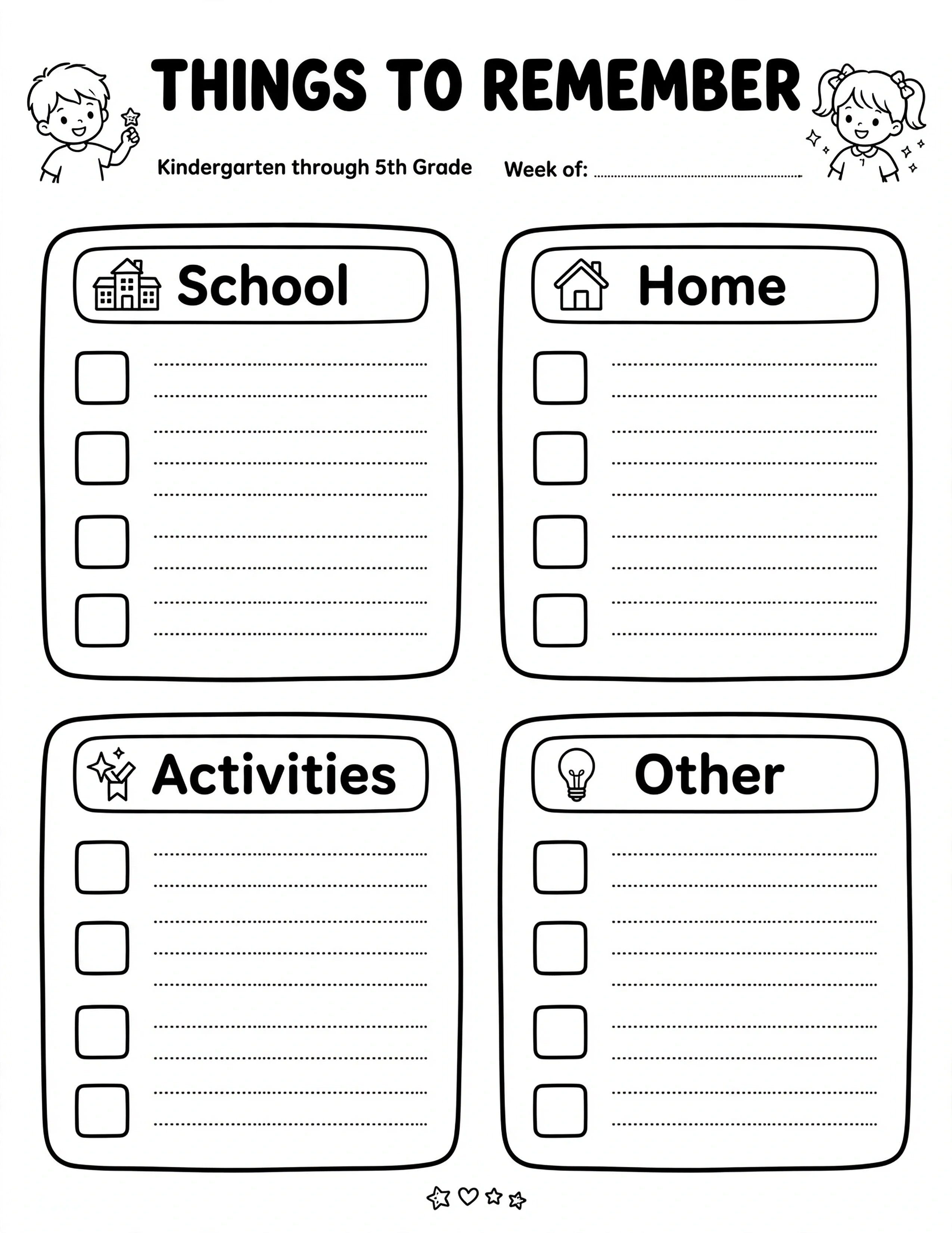 Weekly Planner For Kids - HABIT TRACKER