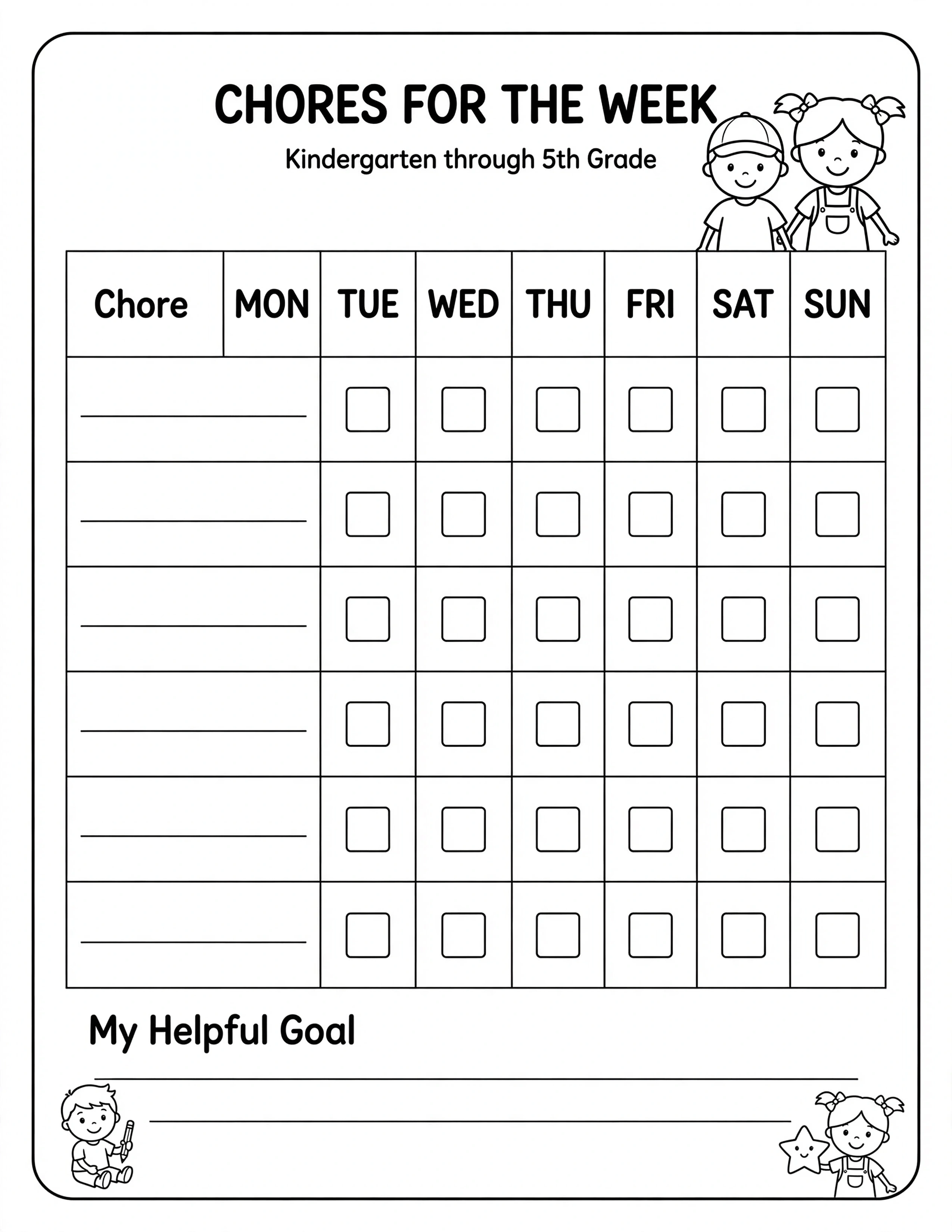 Weekly Planner For Kids - ACTIVITIES & EVENTS
