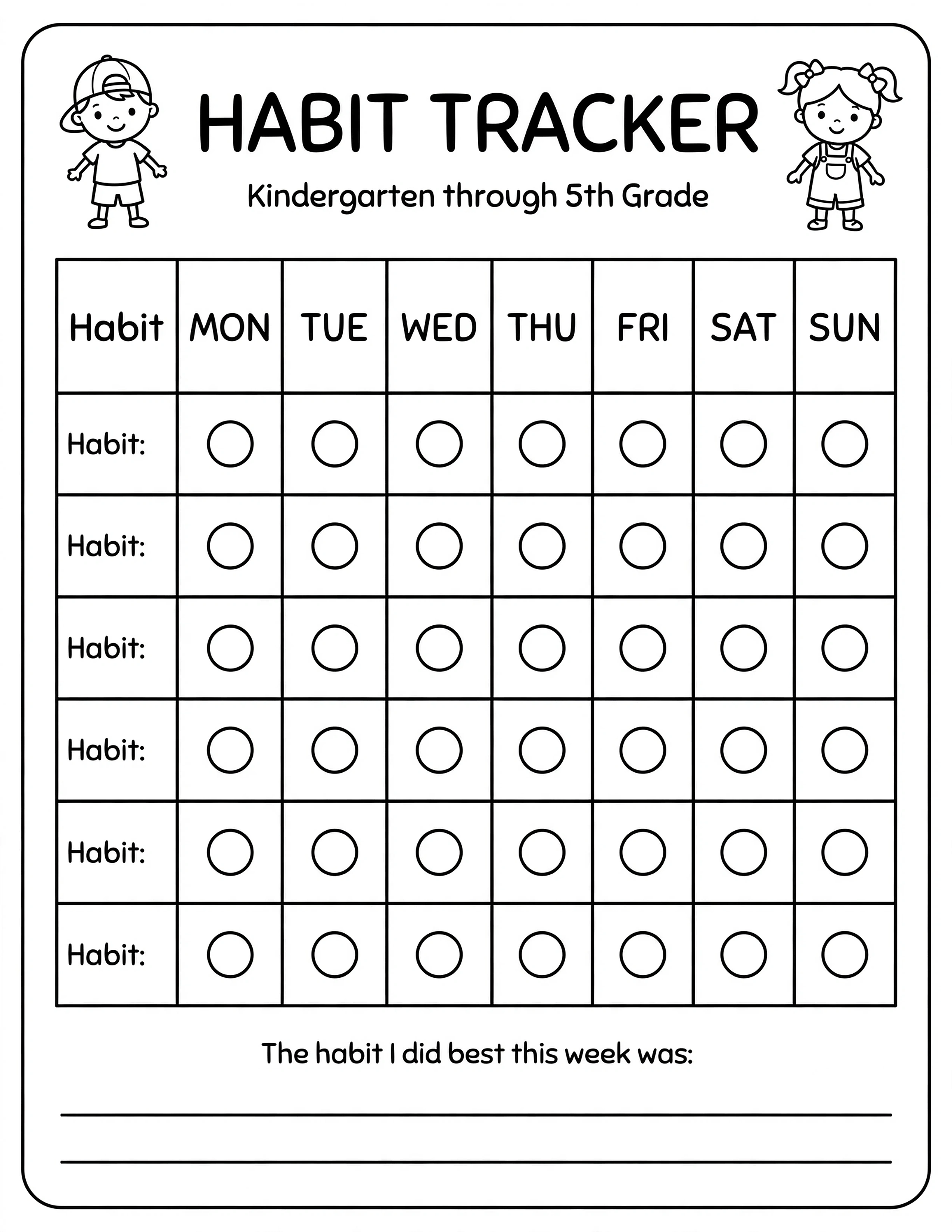 Weekly Planner For Kids - THINGS TO REMEMBER