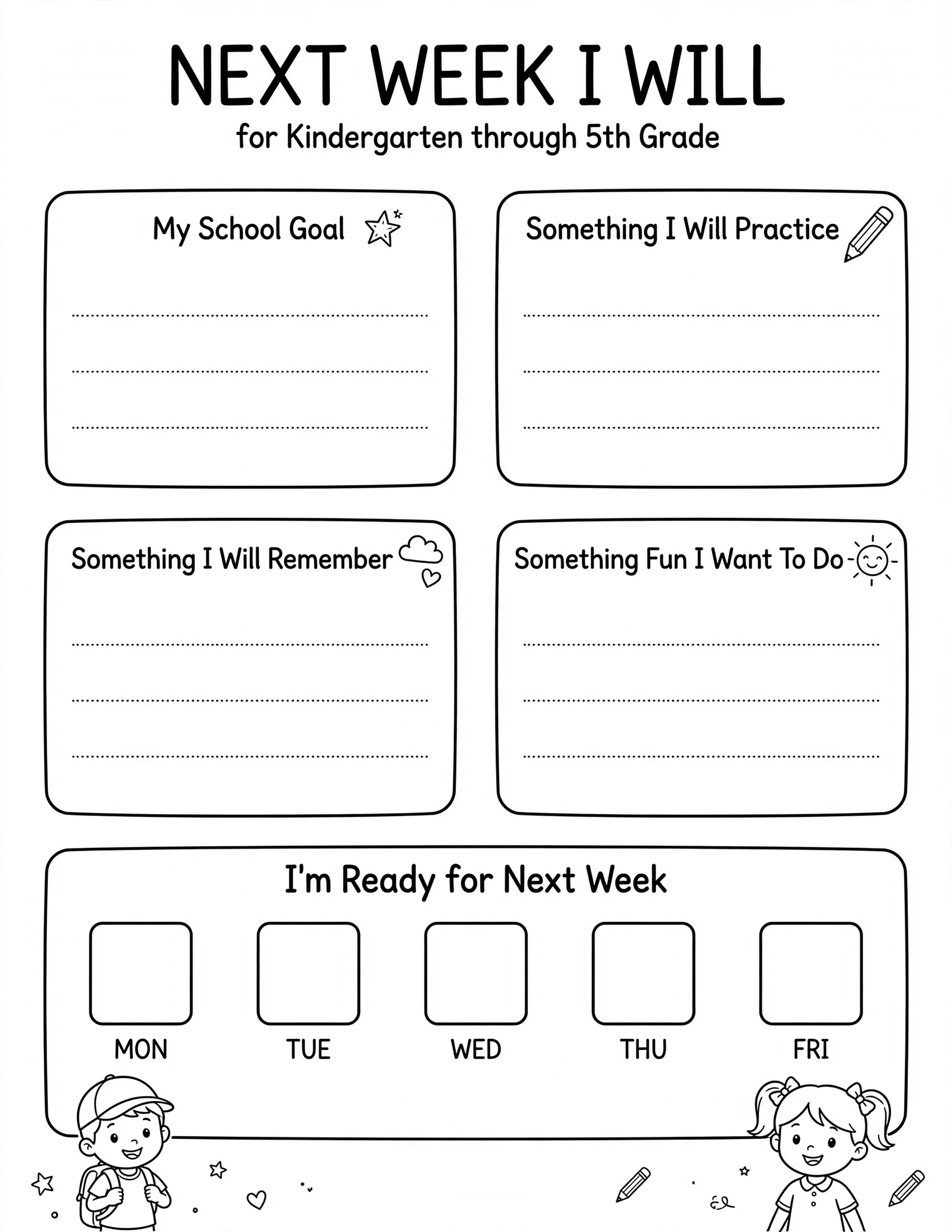 Weekly Planner For Kids - MEALS & SNACKS