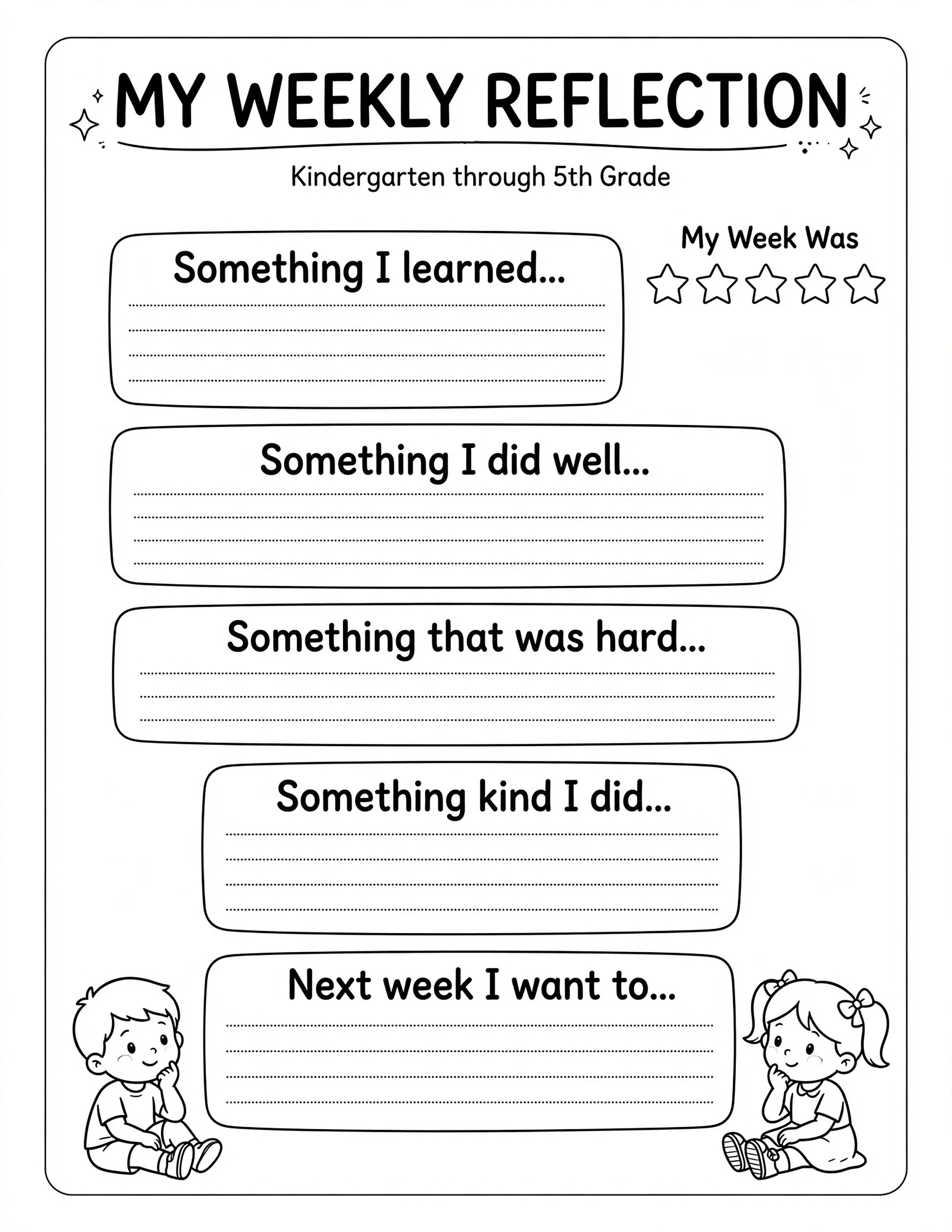 Weekly Planner For Kids - MY REWARD CHART