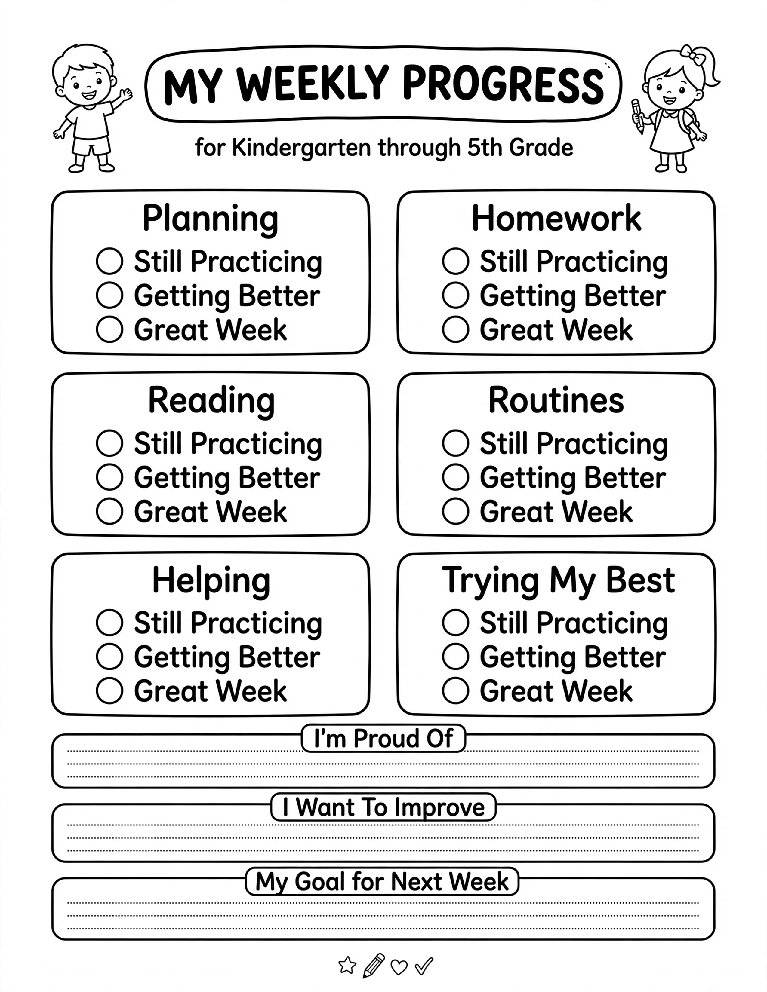 Weekly Planner For Kids - HOW I FEEL THIS WEEK