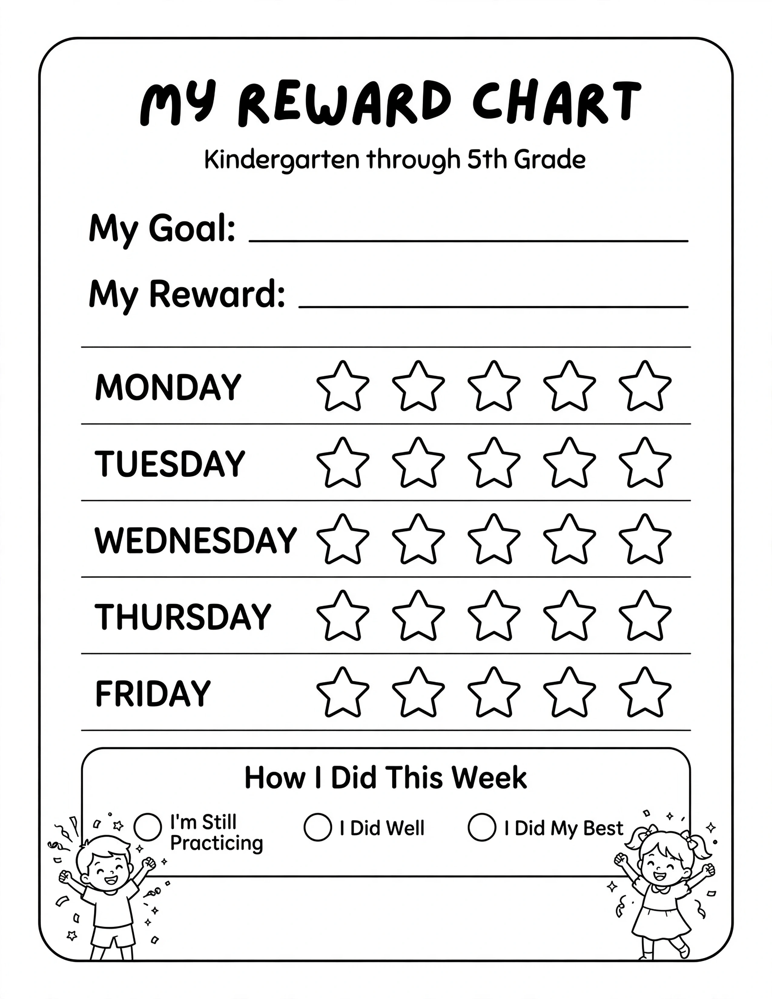 Weekly Planner For Kids - MY WEEKLY REFLECTION