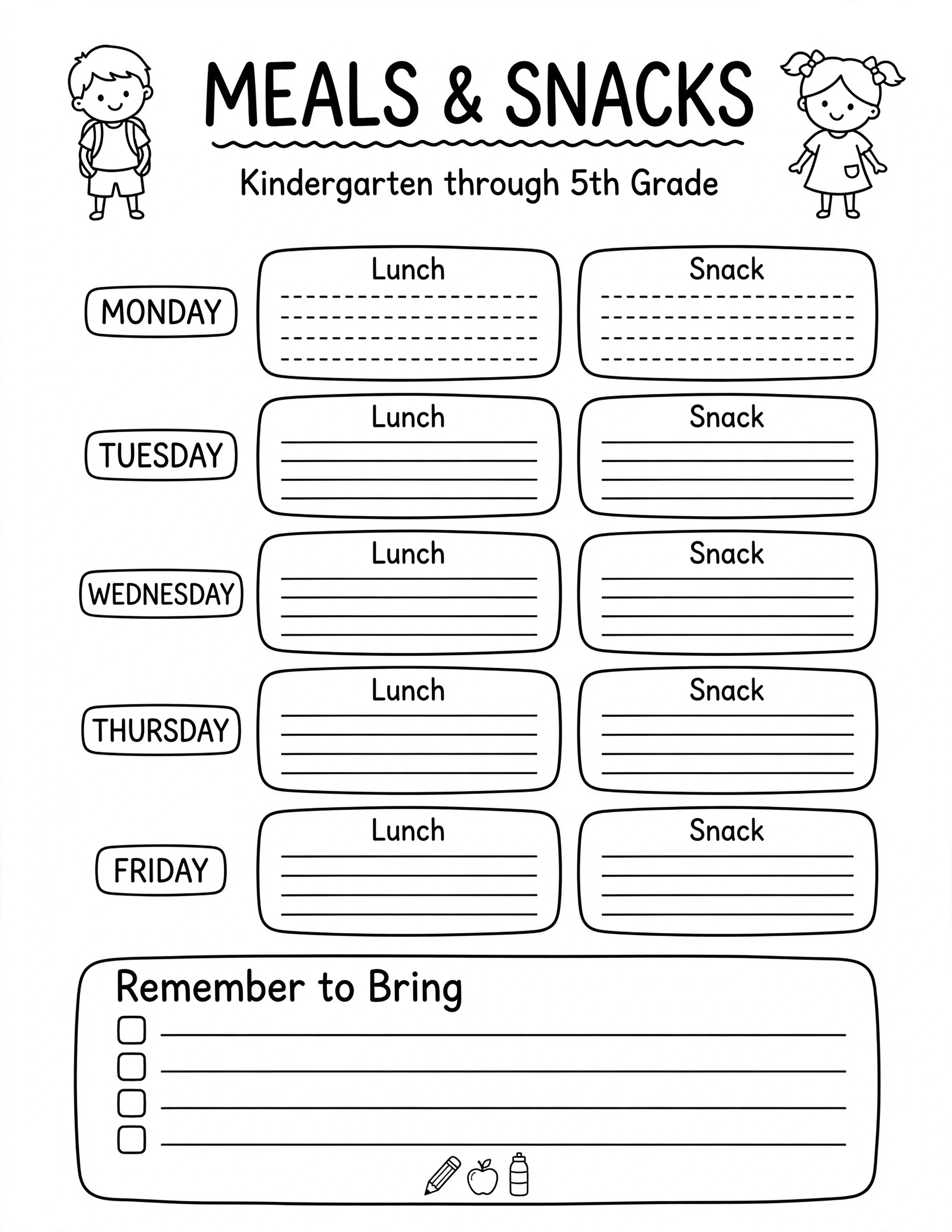 Weekly Planner For Kids - NEXT WEEK I WILL