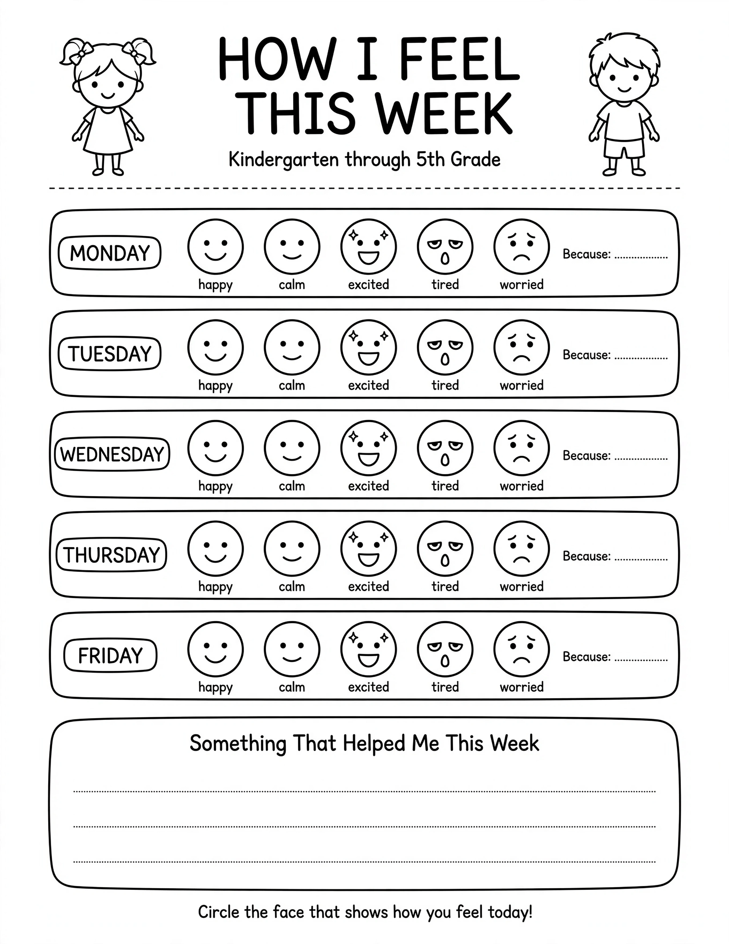 Weekly Planner For Kids - MY WEEKLY PROGRESS