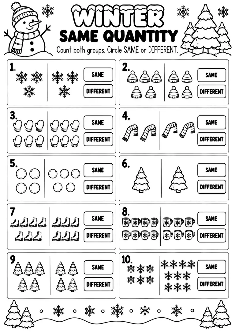 WINTER SAME QUANTITY for Pre-K, Kindergarten, 1st Grade