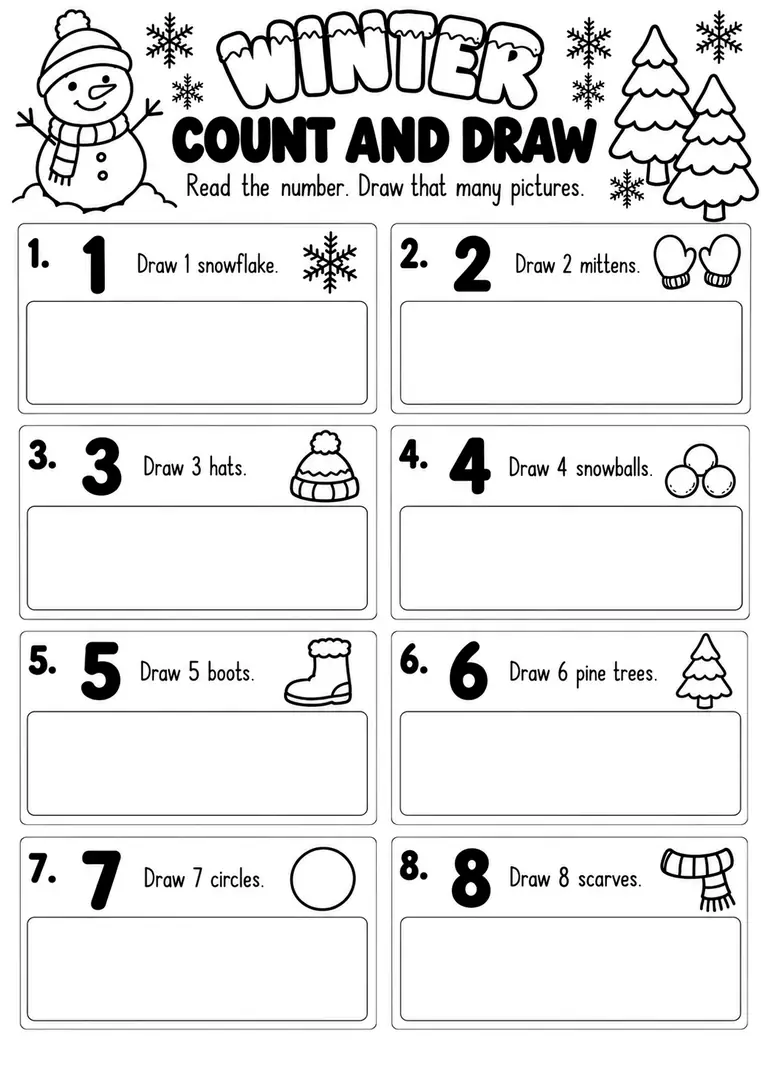 Winter Count and Draw for Kindergarten, 1st Grade